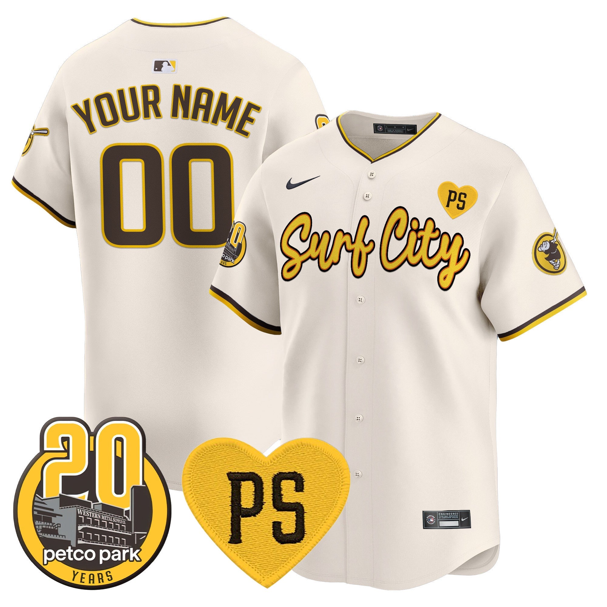 “For Peter” & Petco Park 20th Patch Vapor Premier Limited Custom Jersey V3