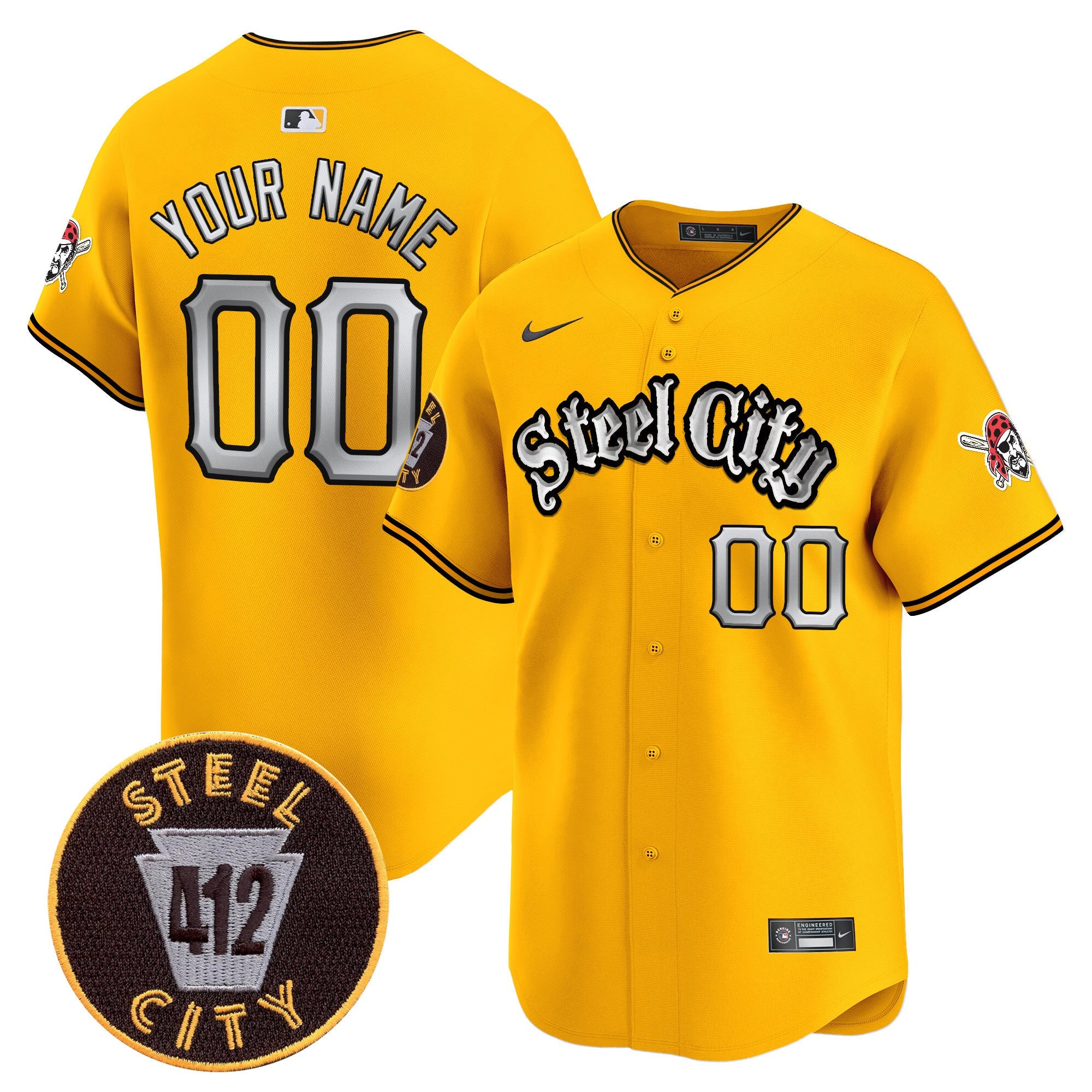 Pittsburgh 412 Patch Vapor Premier Limited Custom Jersey V2