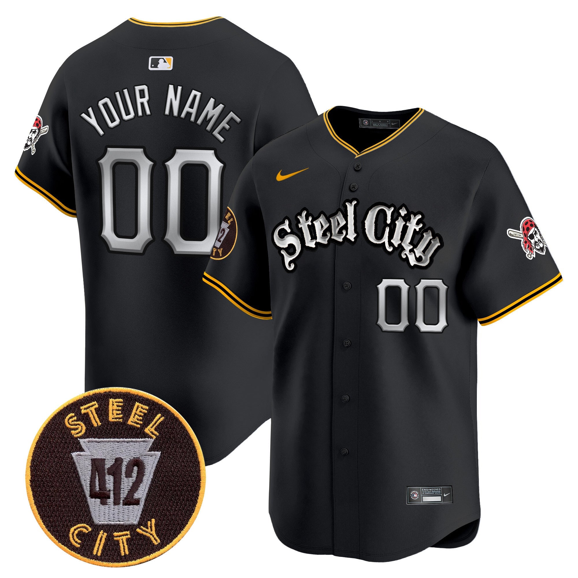 Pittsburgh 412 Patch Vapor Premier Limited Custom Jersey V2