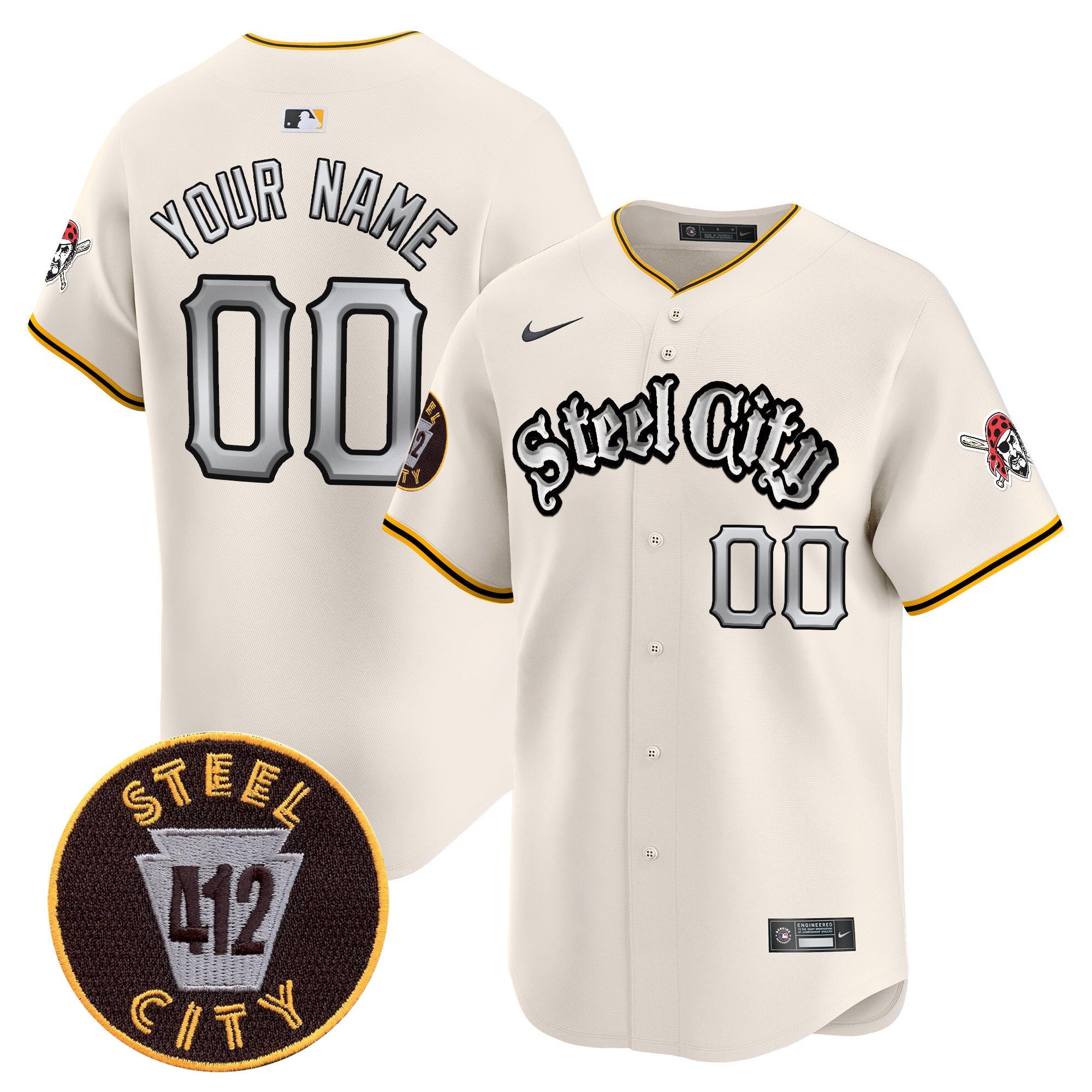 Pittsburgh 412 Patch Vapor Premier Limited Custom Jersey V2