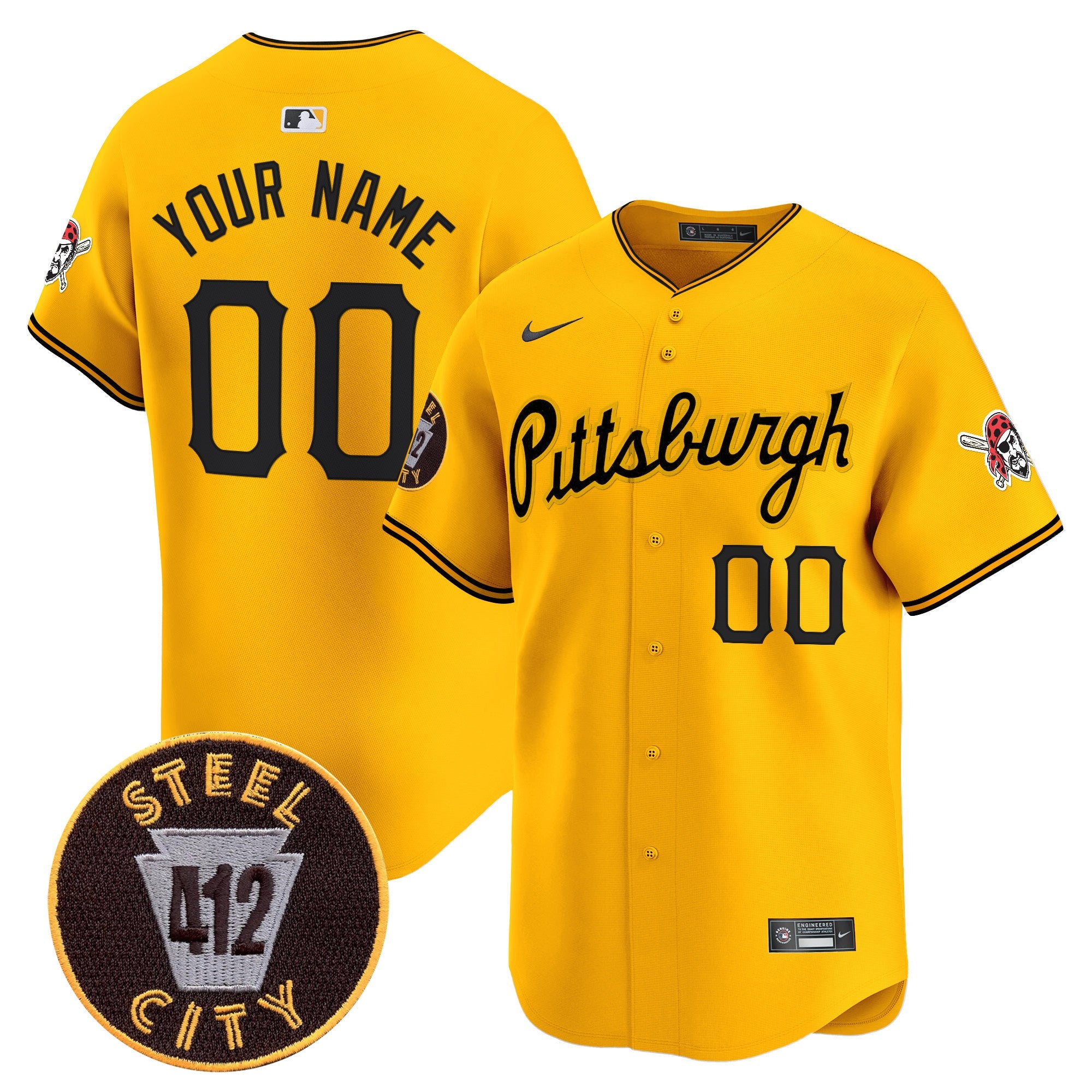 Pittsburgh 412 Patch Vapor Premier Limited Custom Jersey V4