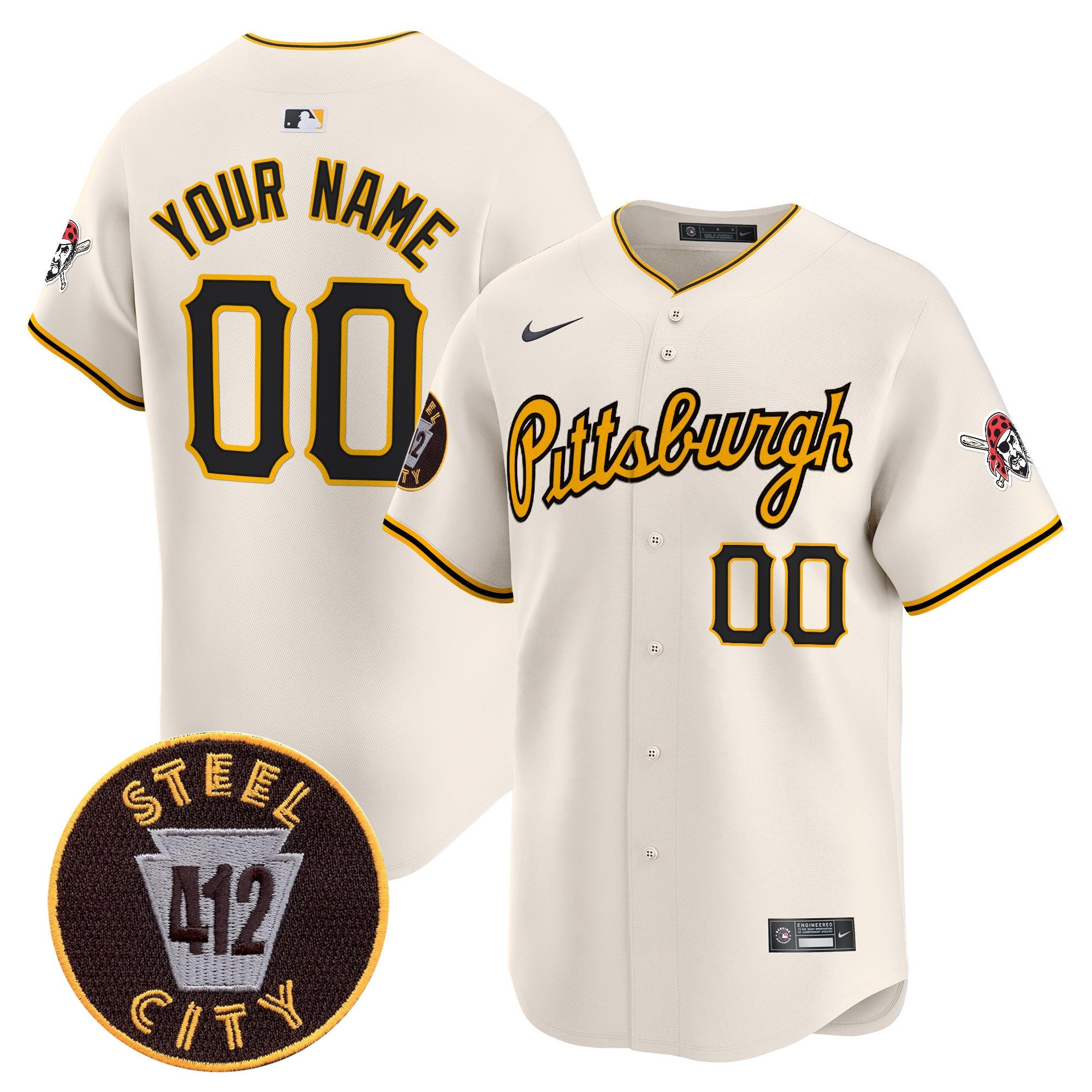 Pittsburgh 412 Patch Vapor Premier Limited Custom Jersey V4