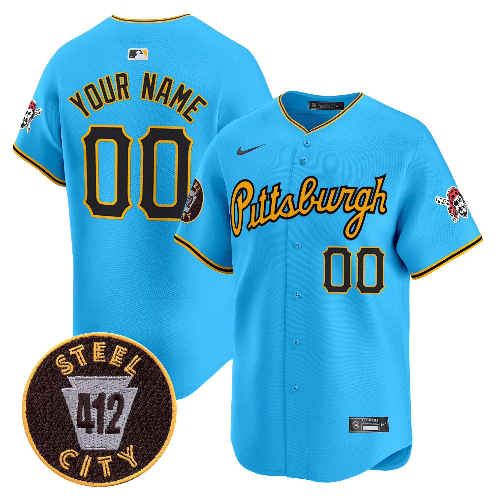 Pittsburgh 412 Patch Vapor Premier Limited Custom Jersey V4