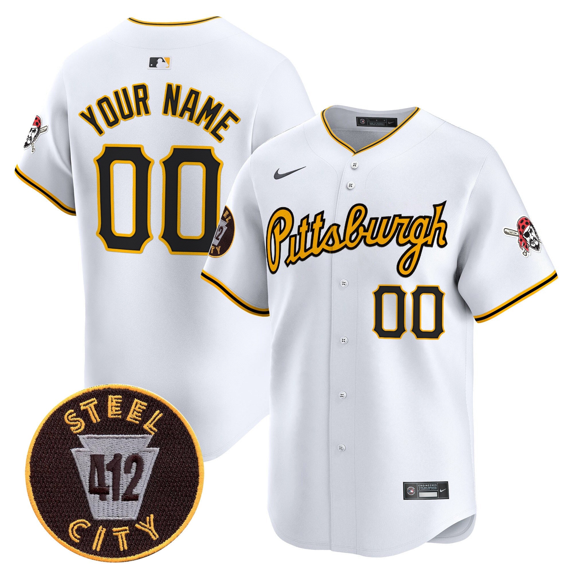 Pittsburgh 412 Patch Vapor Premier Limited Custom Jersey V4