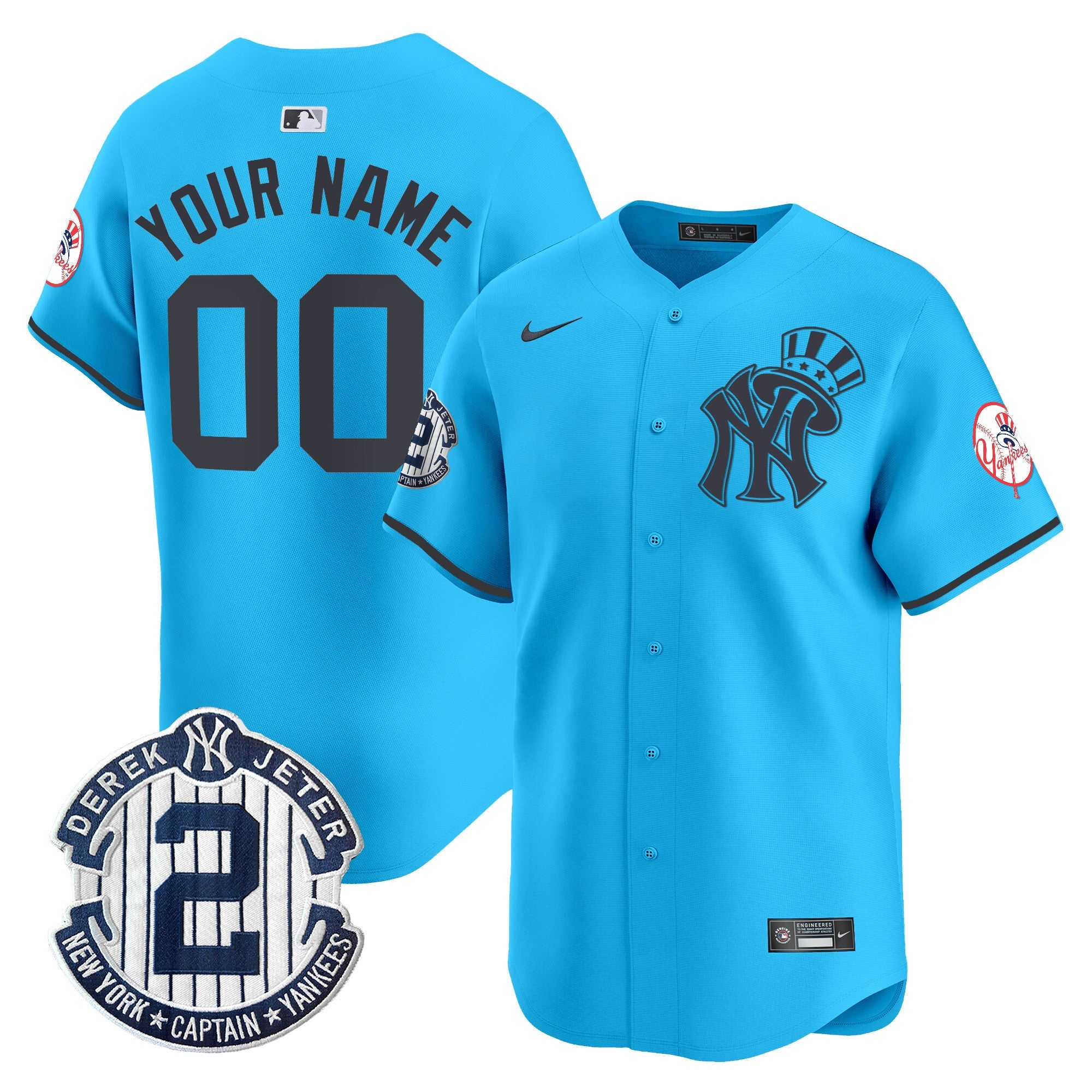 New York Derek Jeter Patch Vapor Premier Limited Custom Jersey V2