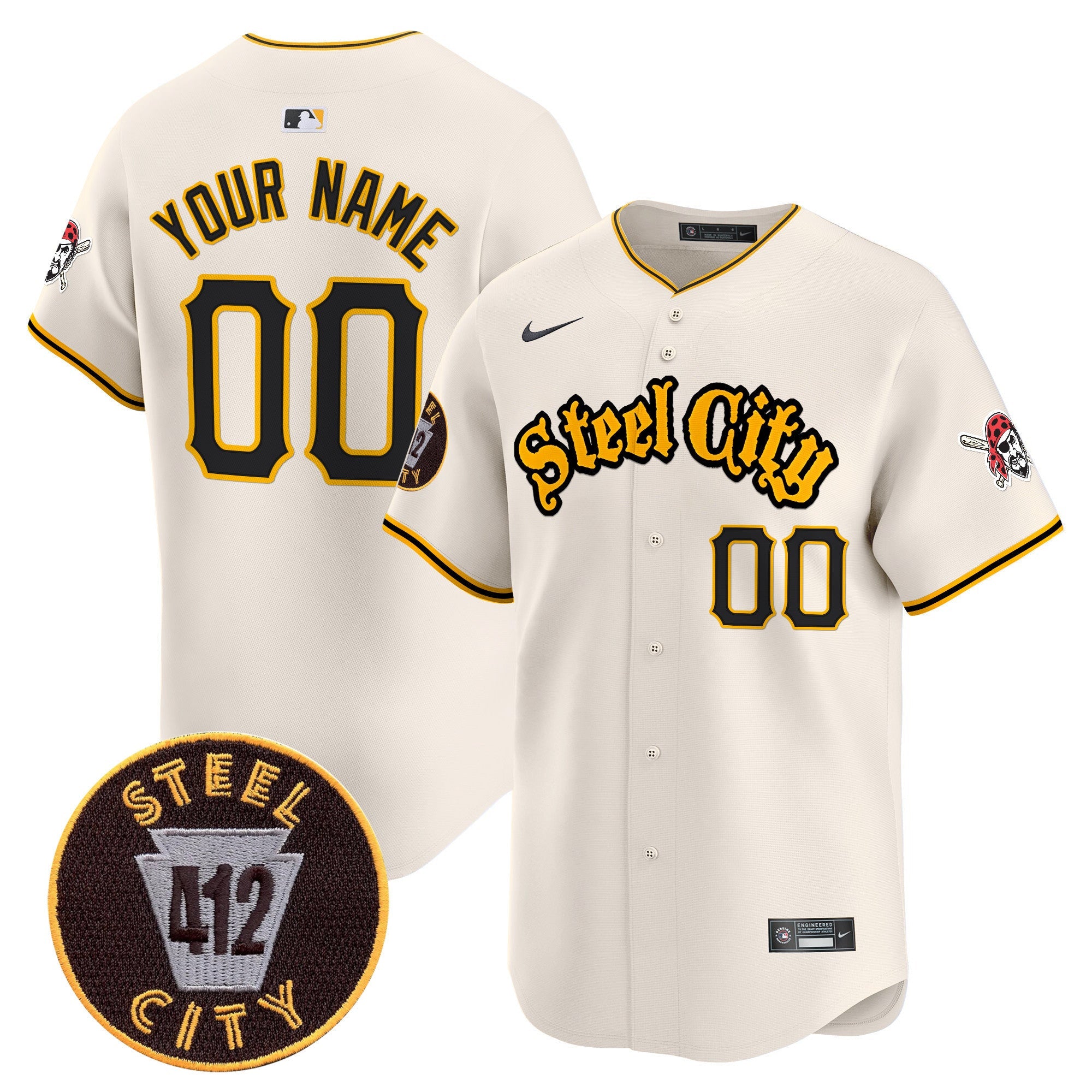 Pittsburgh 412 Patch Vapor Premier Limited Custom Jersey V5