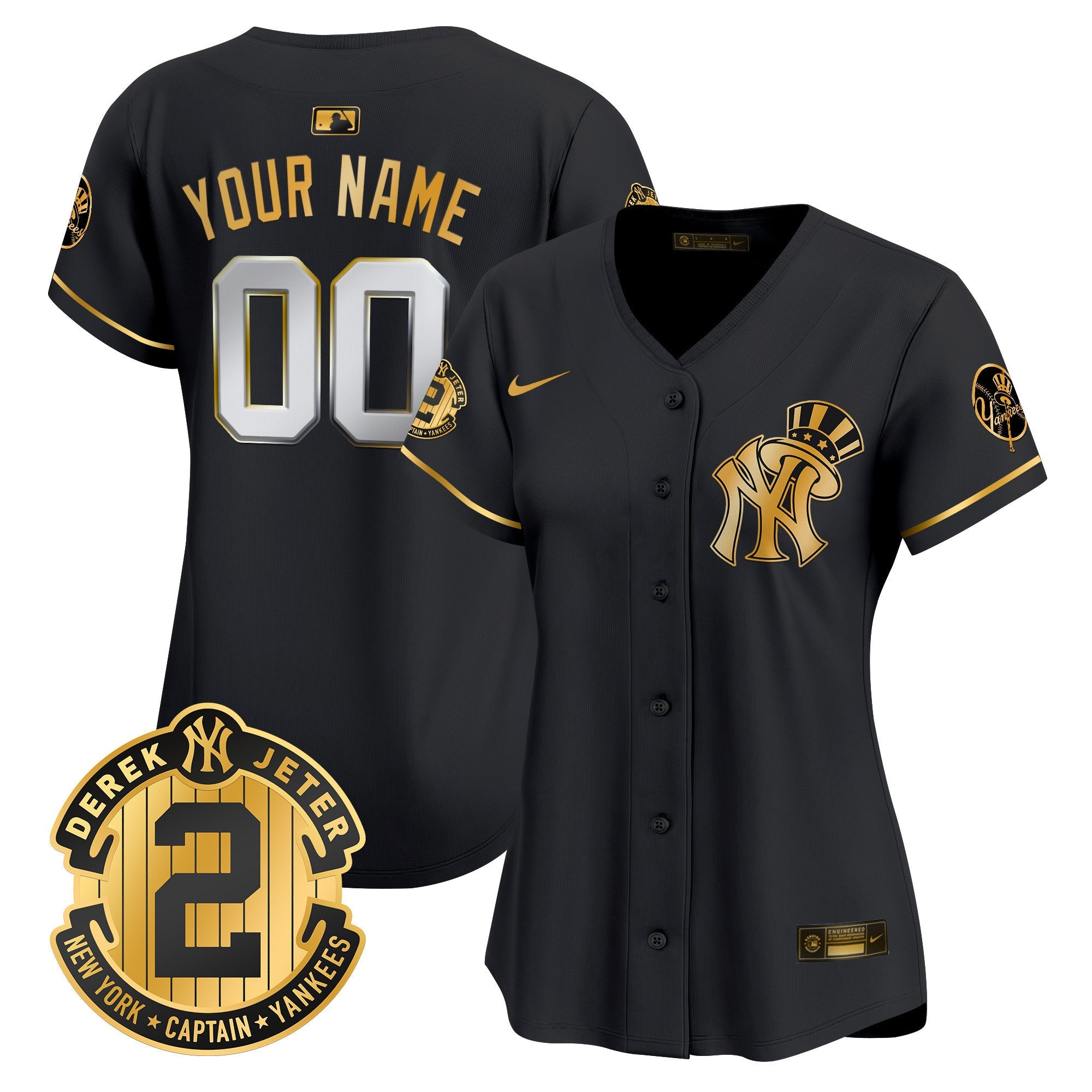 New York Derek Jeter Patch Vapor Premier Limited Custom Jersey V2