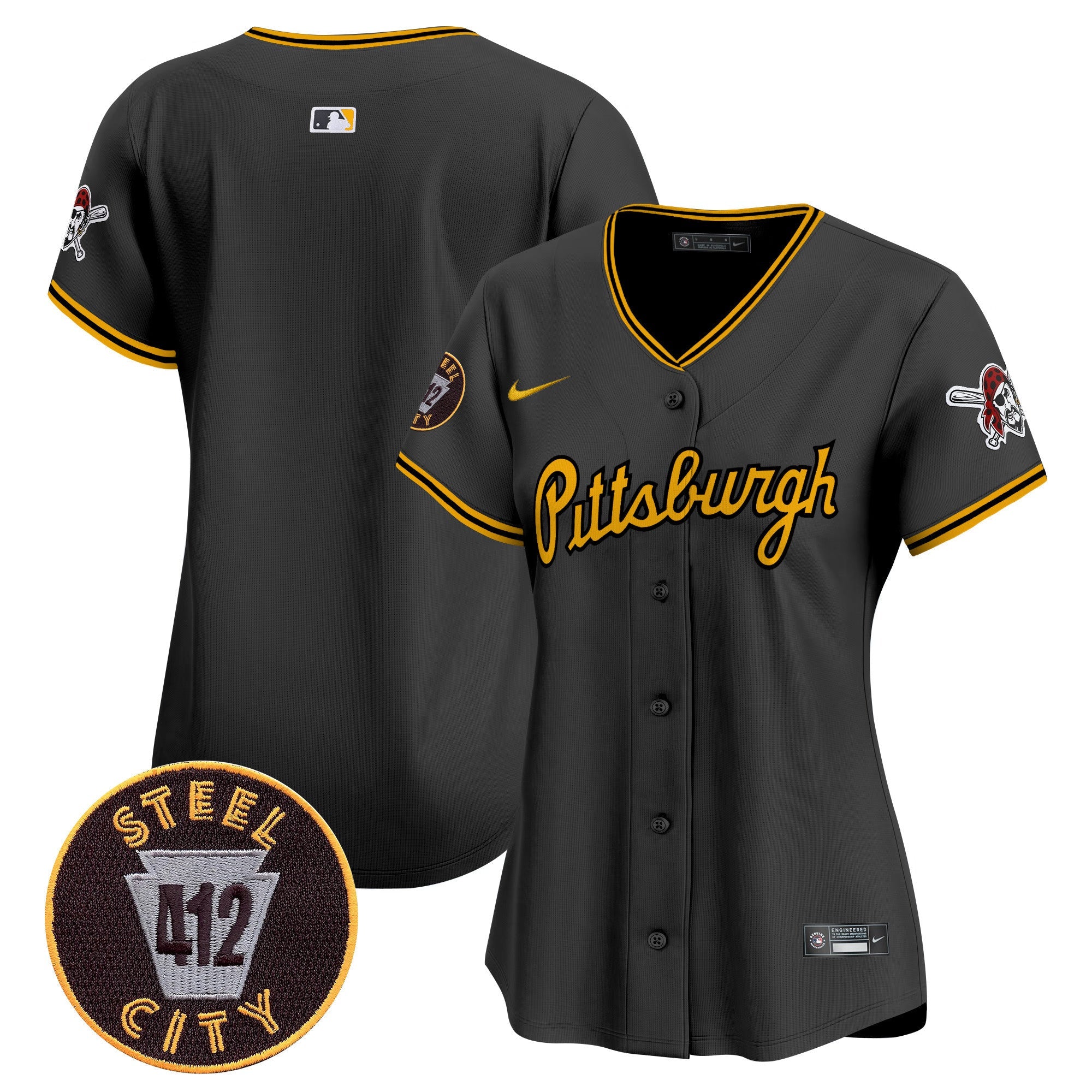Women’s Pittsburgh 412 Patch Vapor Premier Limited Jersey V4