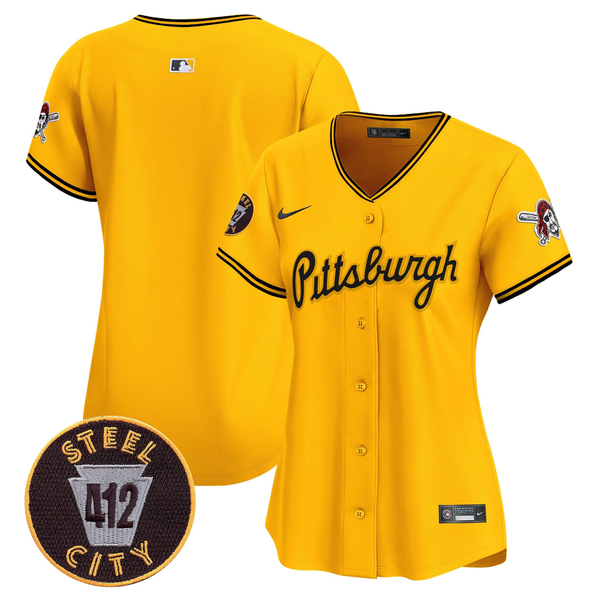 Women’s Pittsburgh 412 Patch Vapor Premier Limited Jersey V4