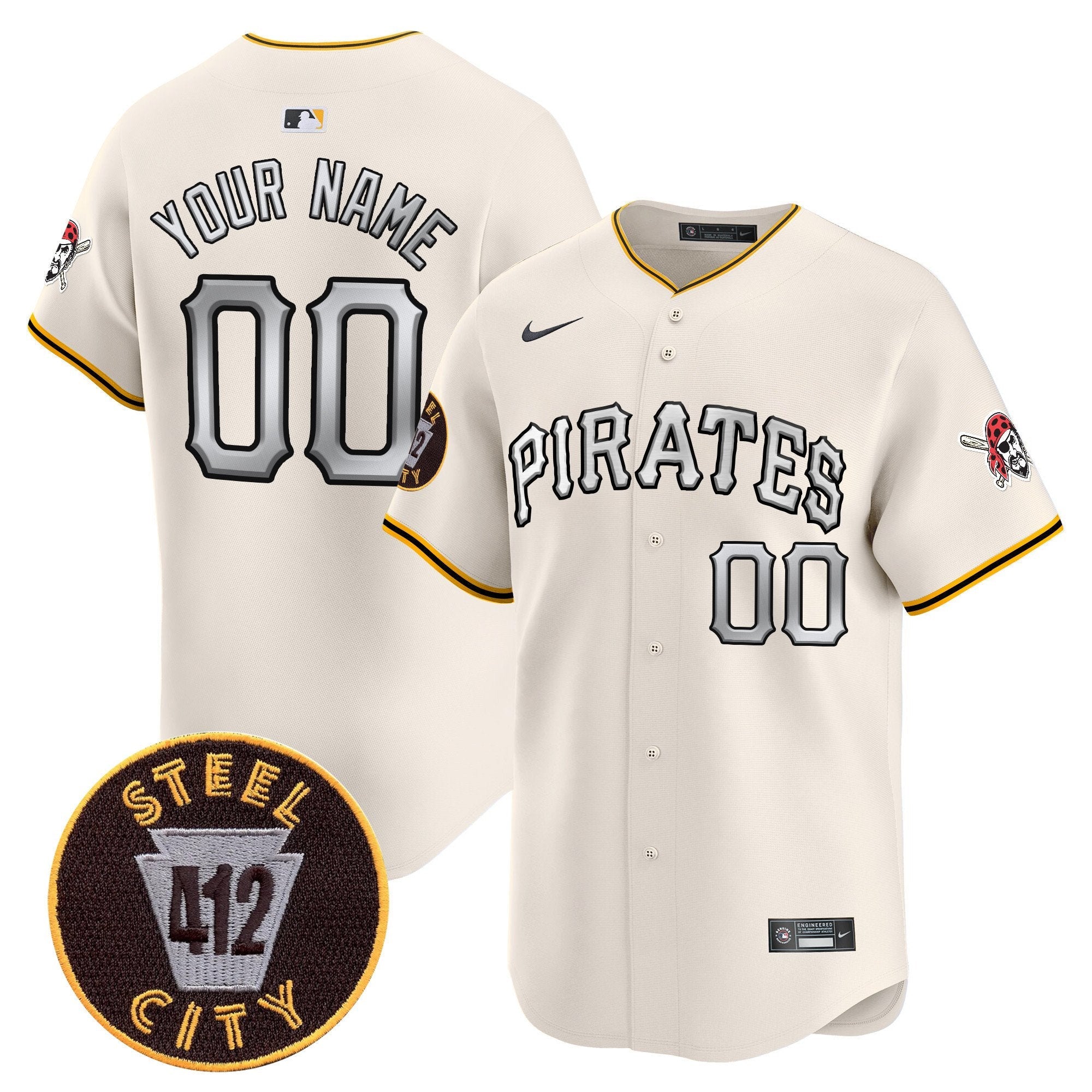 Pittsburgh 412 Patch Vapor Premier Limited Custom Jersey V6