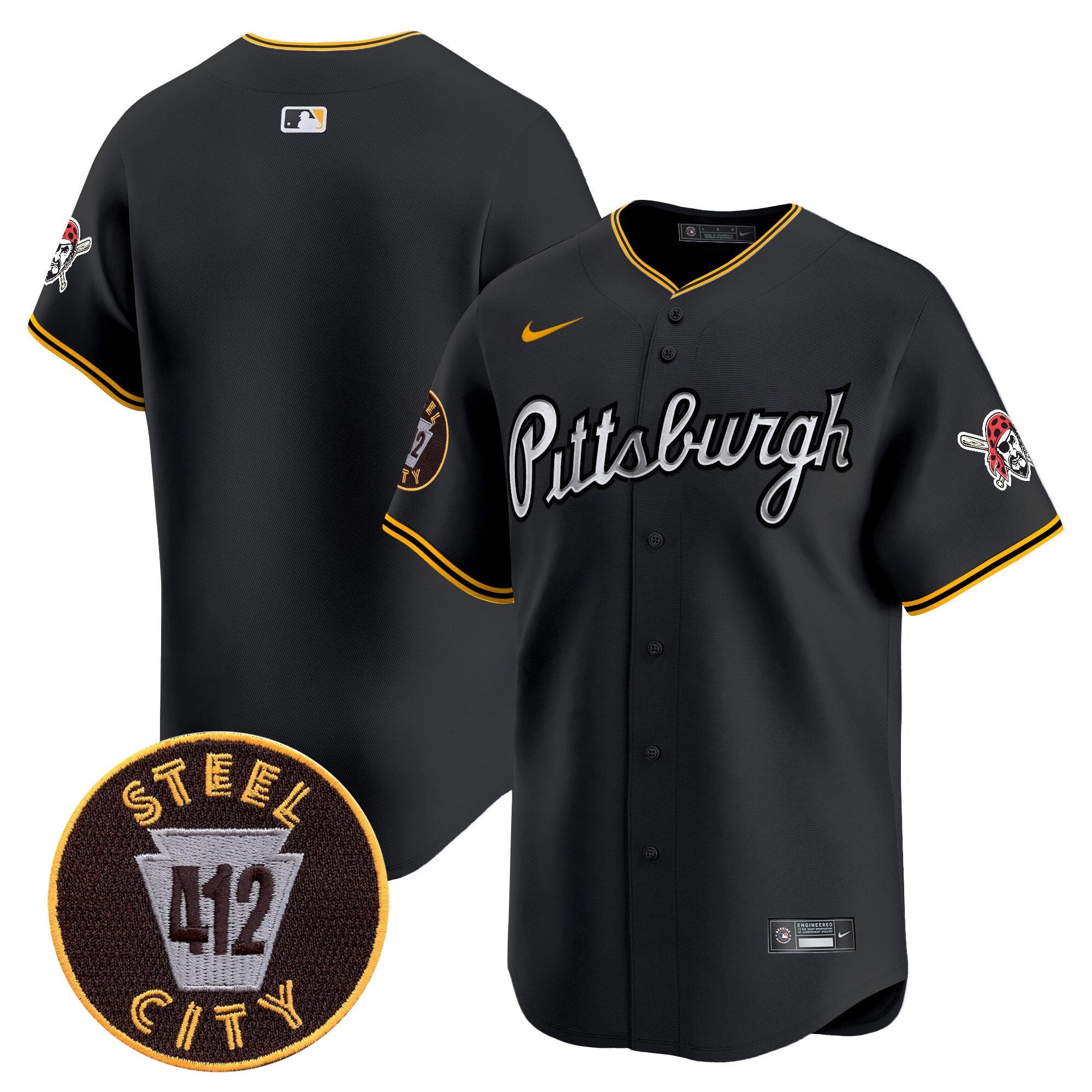 Men’s Pittsburgh 412 Patch Vapor Premier Limited Jersey V7
