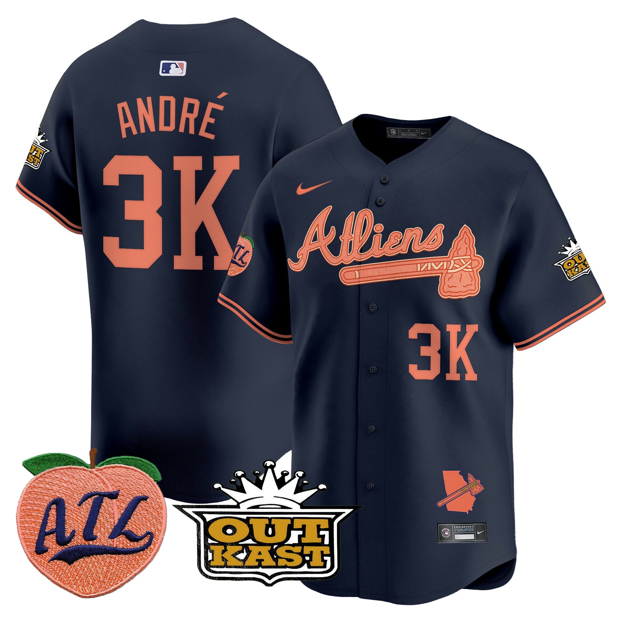 Men’s Atlanta Atliens & Peach Vapor Premier Limited Jersey