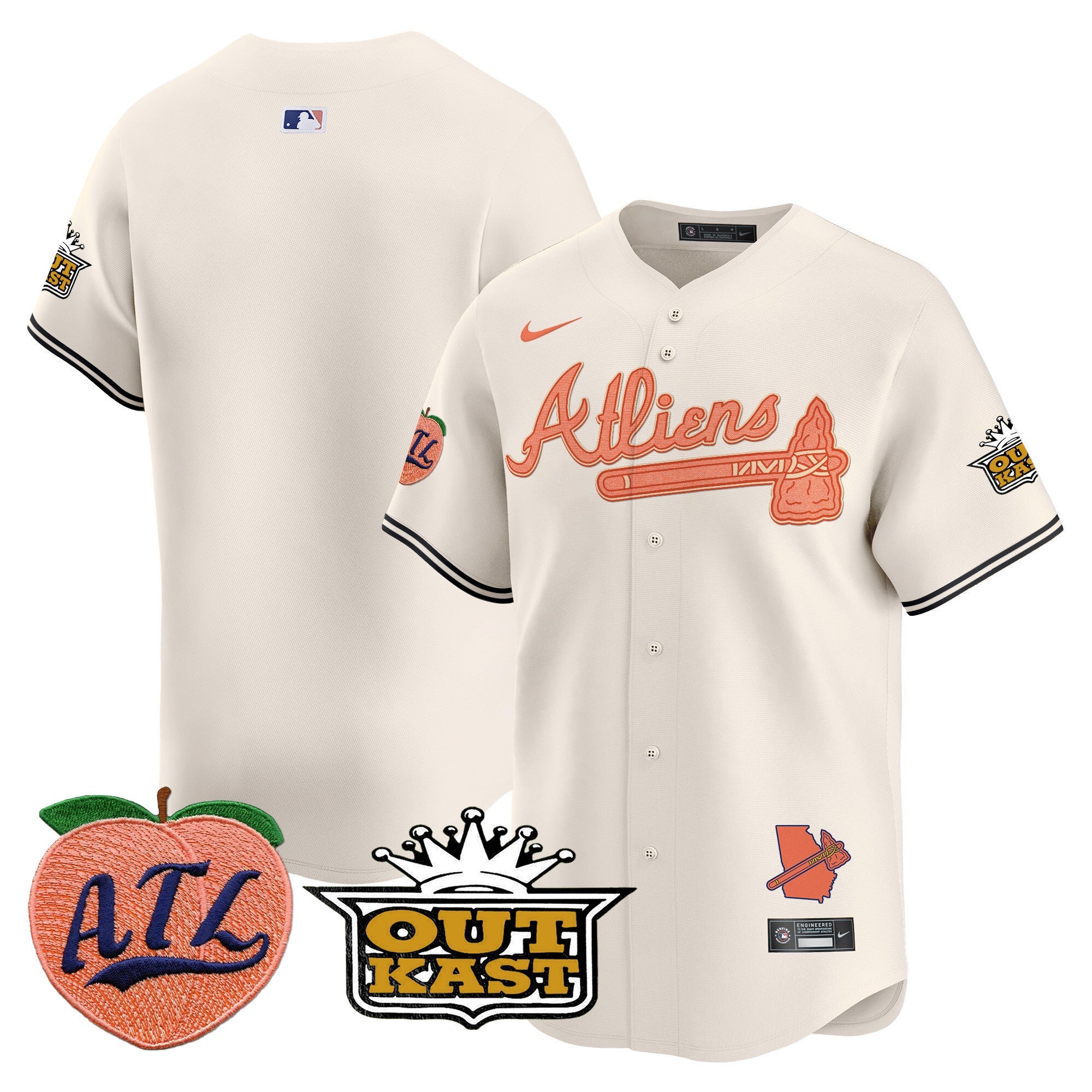 Men’s Atlanta Atliens & Peach Vapor Premier Limited Jersey