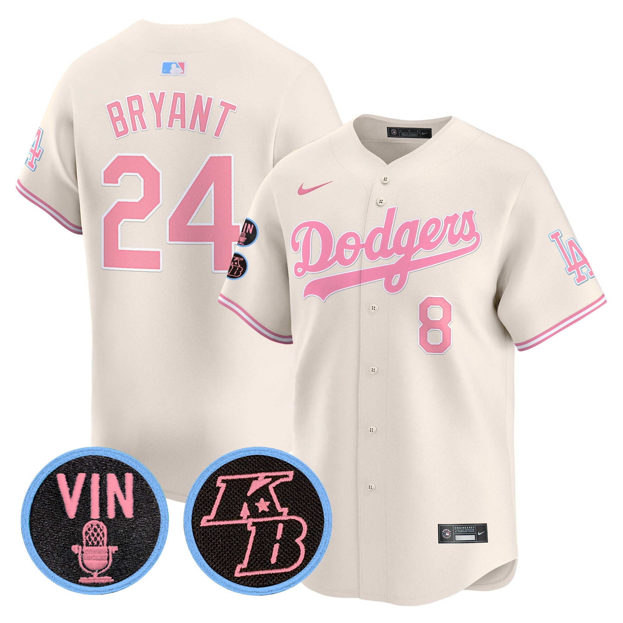 Unisex Vin & Kobe Patch Bubblegum Pink Vapor Premier Limited Jersey