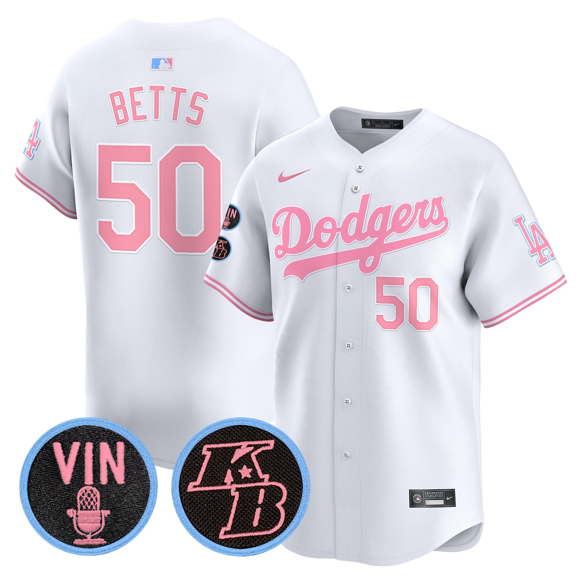 Unisex Vin & Kobe Patch Bubblegum Pink Vapor Premier Limited Jersey
