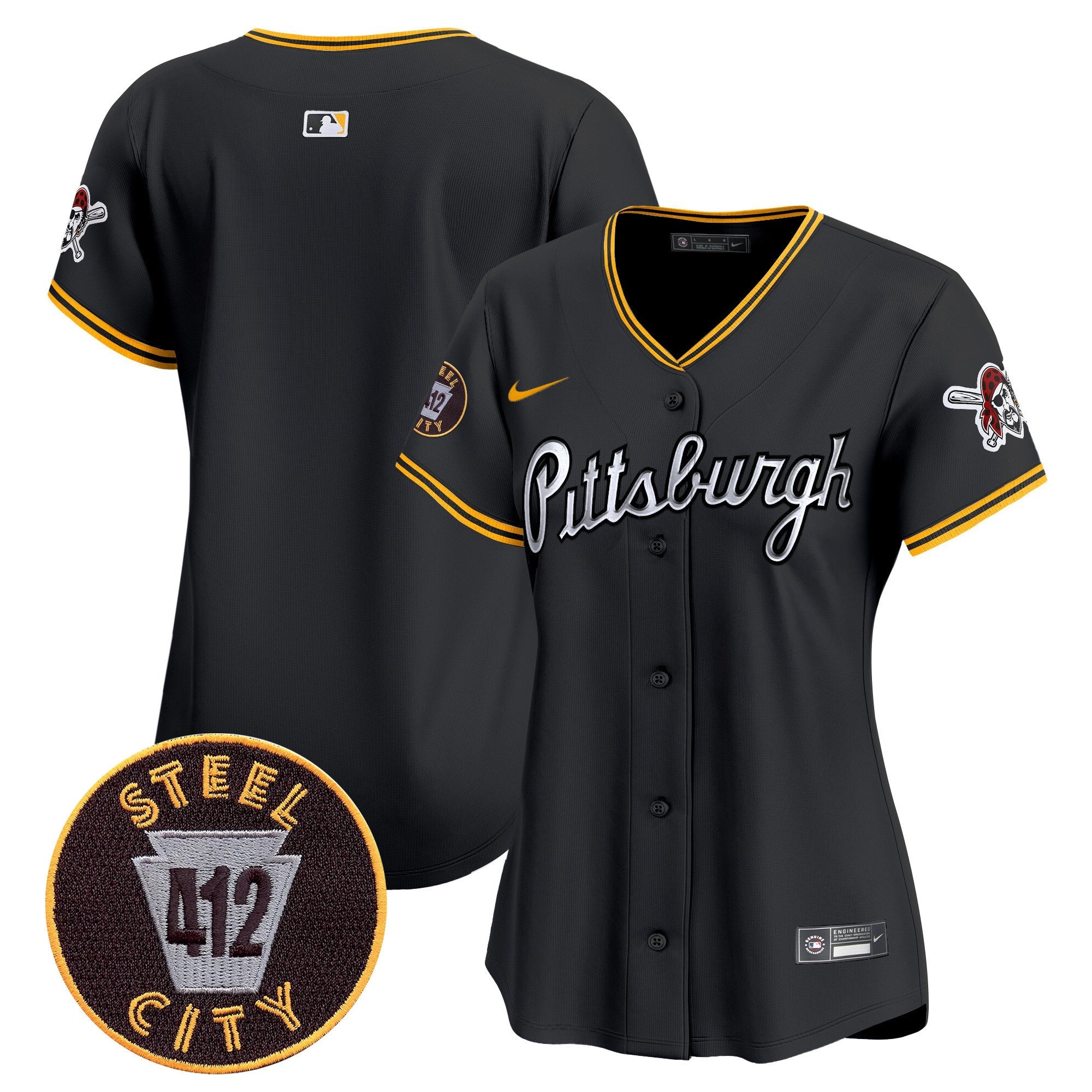 Women’s Pittsburgh 412 Patch Vapor Premier Limited Jersey V7