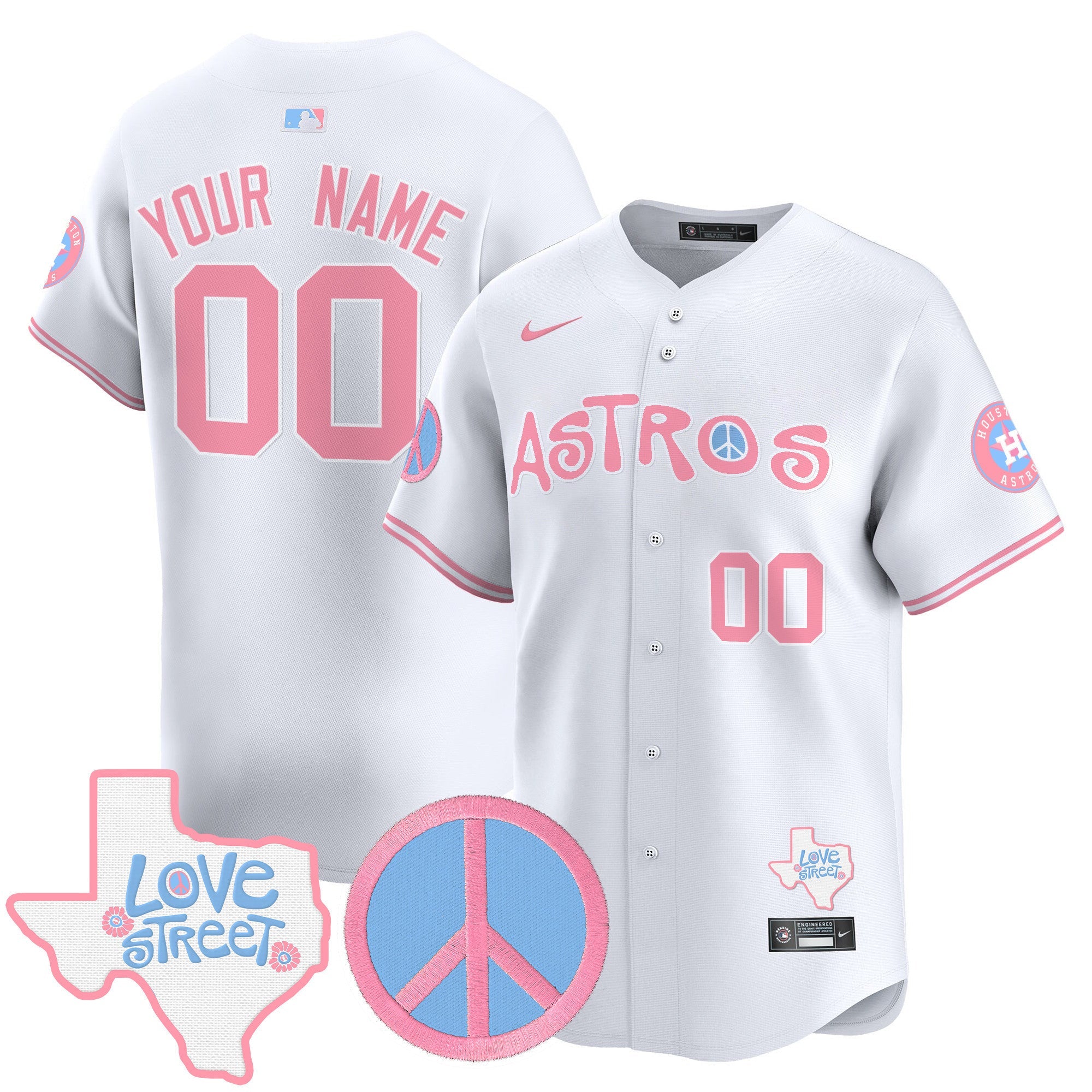 Love Street & Peace Sign Patch Bubblegum Pink Vapor Premier Limited Custom Jersey
