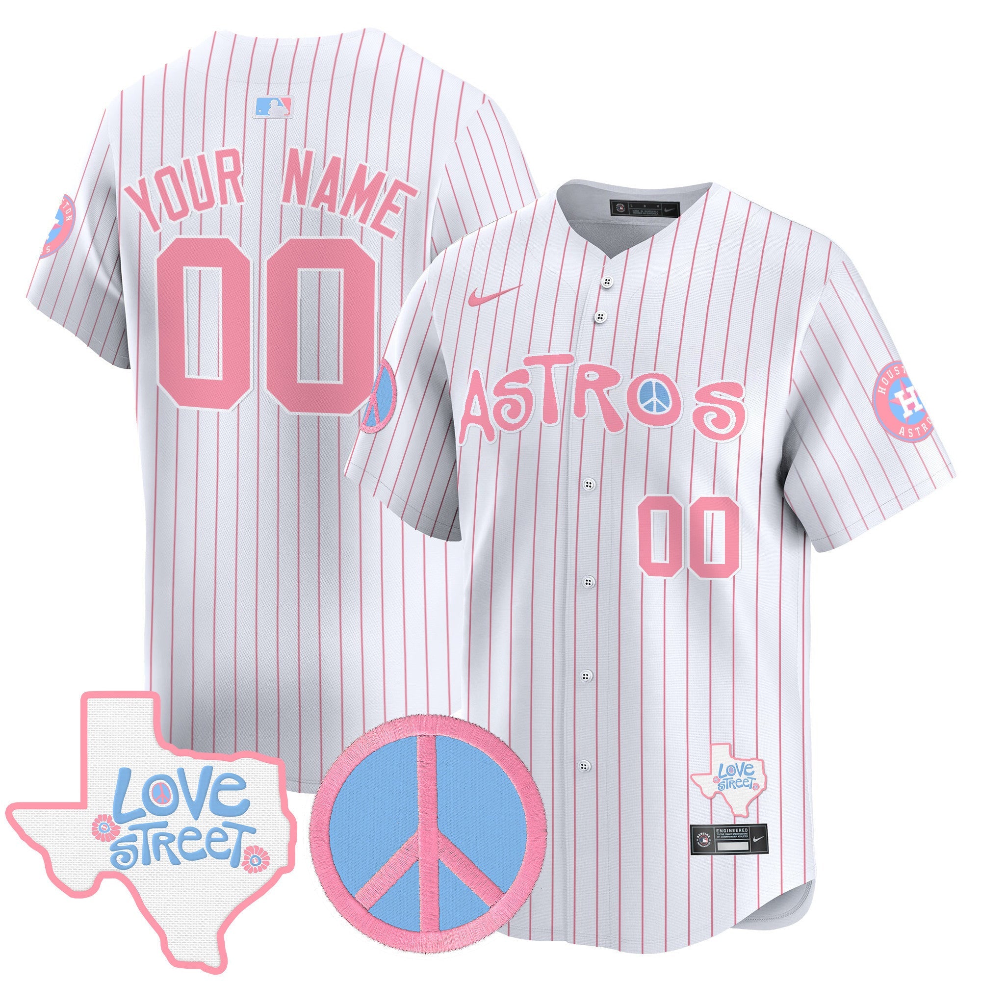 Love Street & Peace Sign Patch Bubblegum Pink Vapor Premier Limited Custom Jersey
