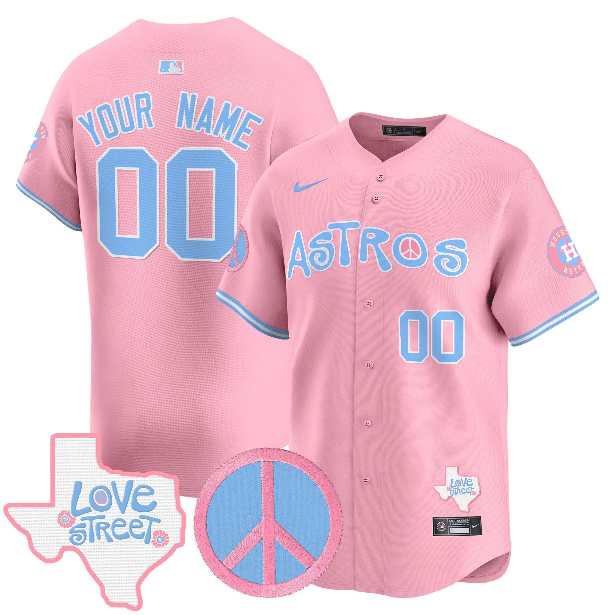 Love Street & Peace Sign Patch Bubblegum Pink Vapor Premier Limited Custom Jersey