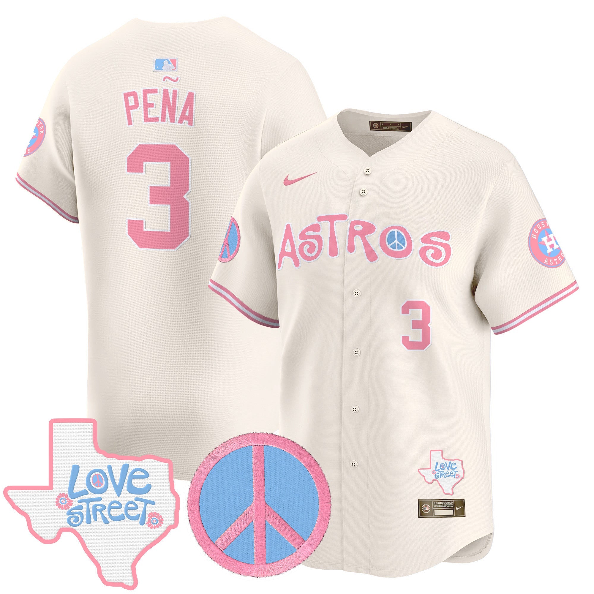 Unisex Love Street & Peace Sign Patch Bubblegum Pink Vapor Premier Limited Jersey