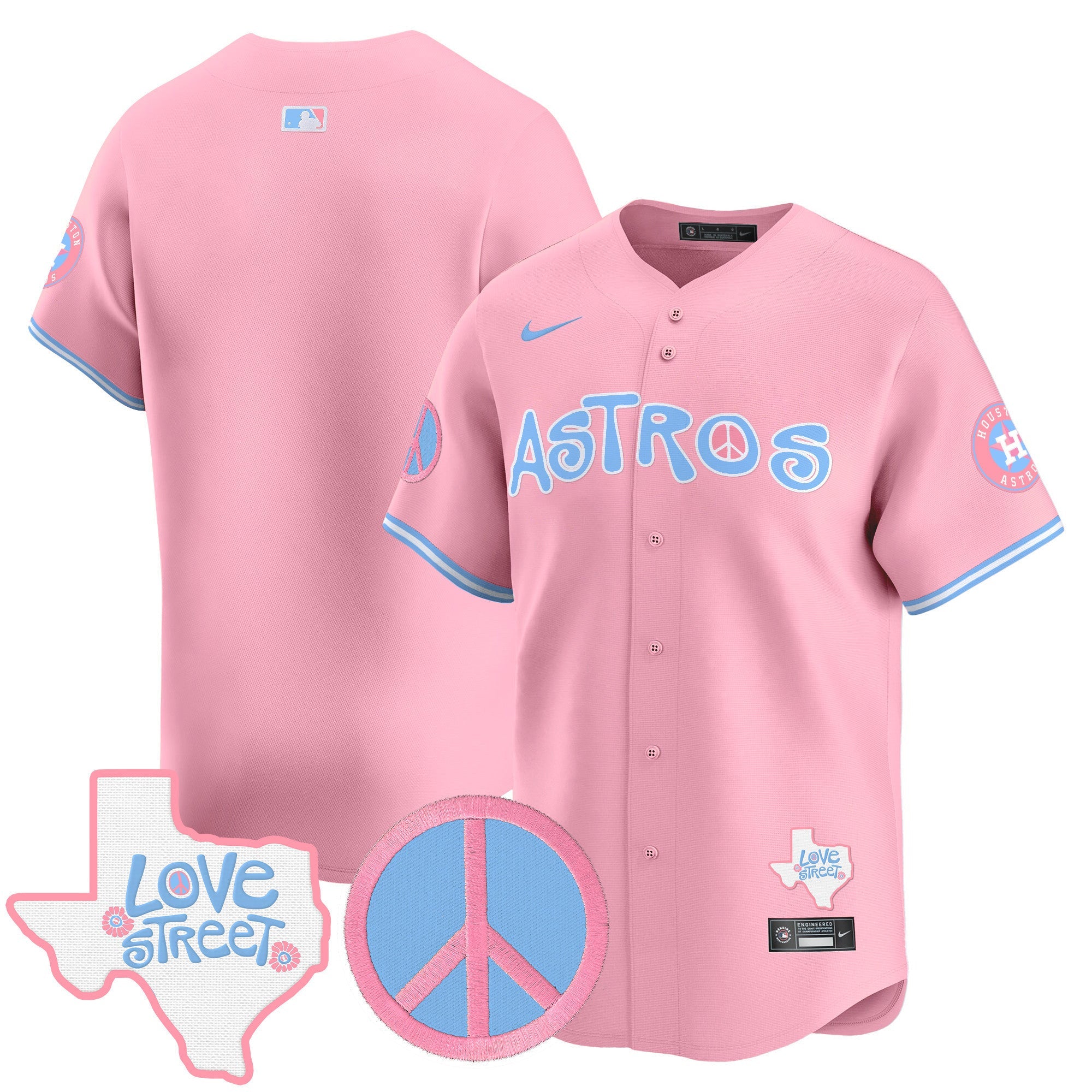 Unisex Love Street & Peace Sign Patch Bubblegum Pink Vapor Premier Limited Jersey