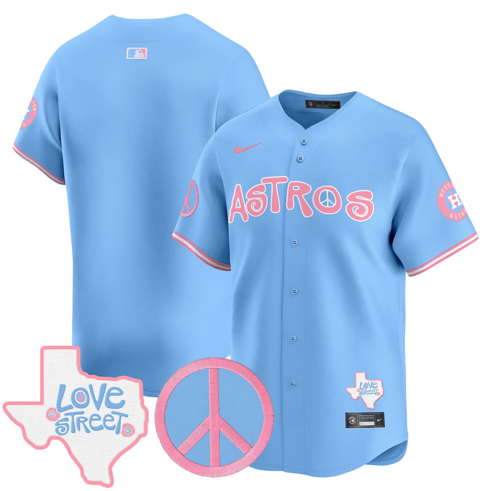 Unisex Love Street & Peace Sign Patch Bubblegum Pink Vapor Premier Limited Jersey