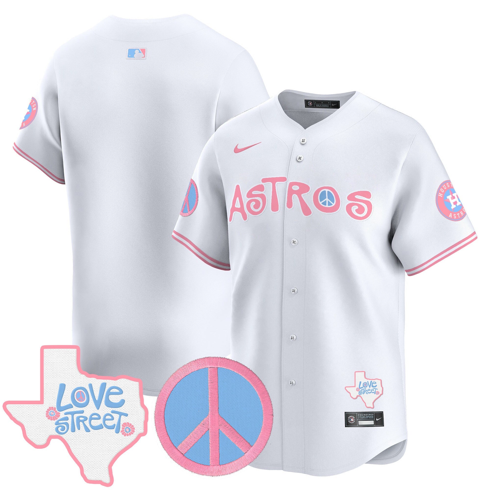 Unisex Love Street & Peace Sign Patch Bubblegum Pink Vapor Premier Limited Jersey