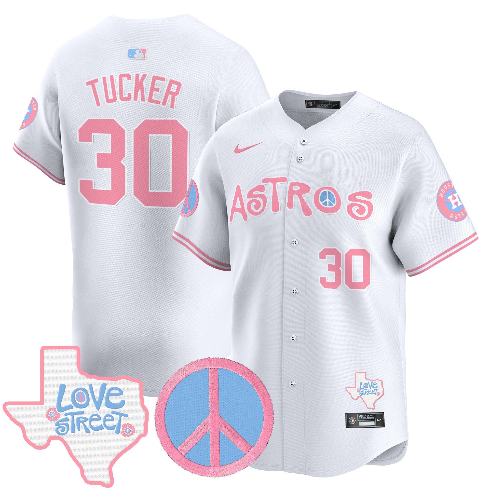 Unisex Love Street & Peace Sign Patch Bubblegum Pink Vapor Premier Limited Jersey