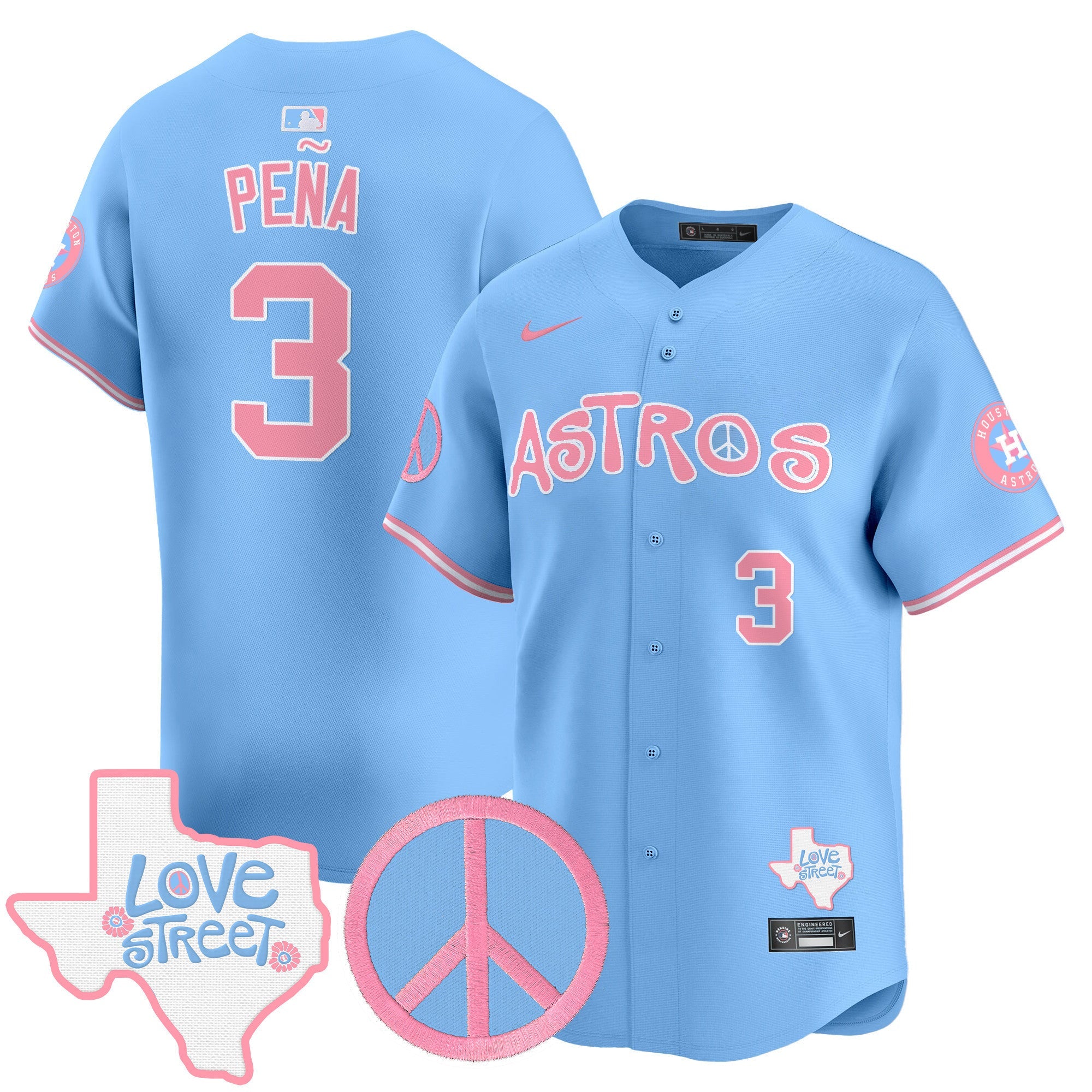 Unisex Love Street & Peace Sign Patch Bubblegum Pink Vapor Premier Limited Jersey