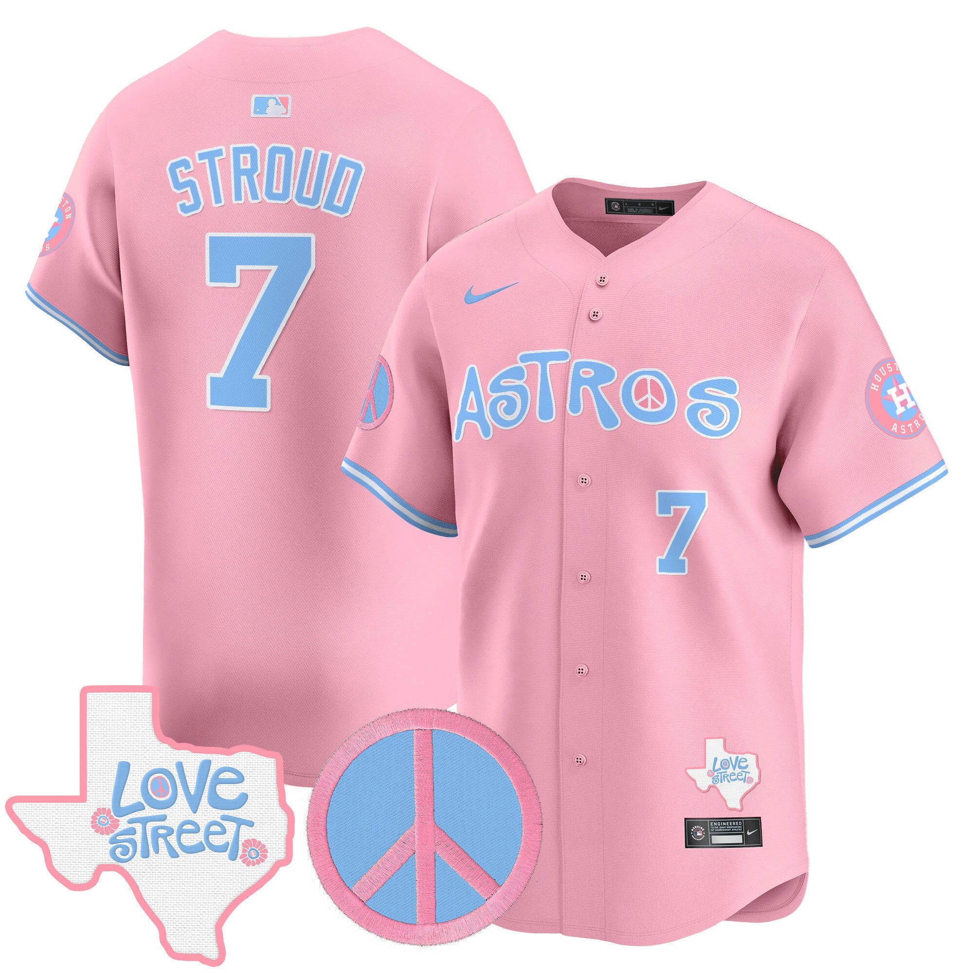 Unisex Love Street & Peace Sign Patch Bubblegum Pink Vapor Premier Limited Jersey