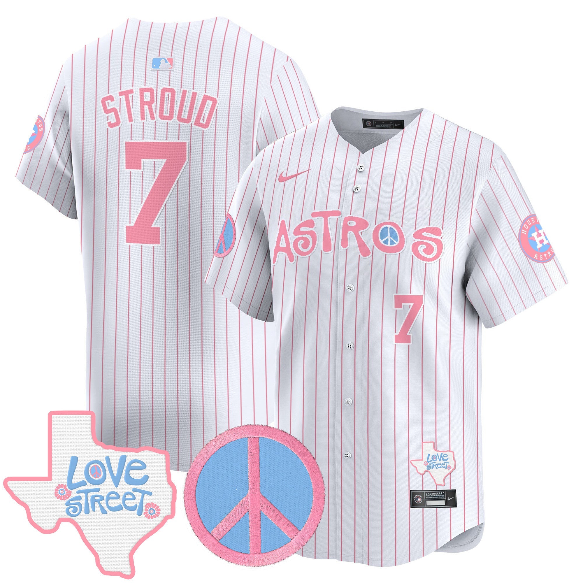 Unisex Love Street & Peace Sign Patch Bubblegum Pink Vapor Premier Limited Jersey