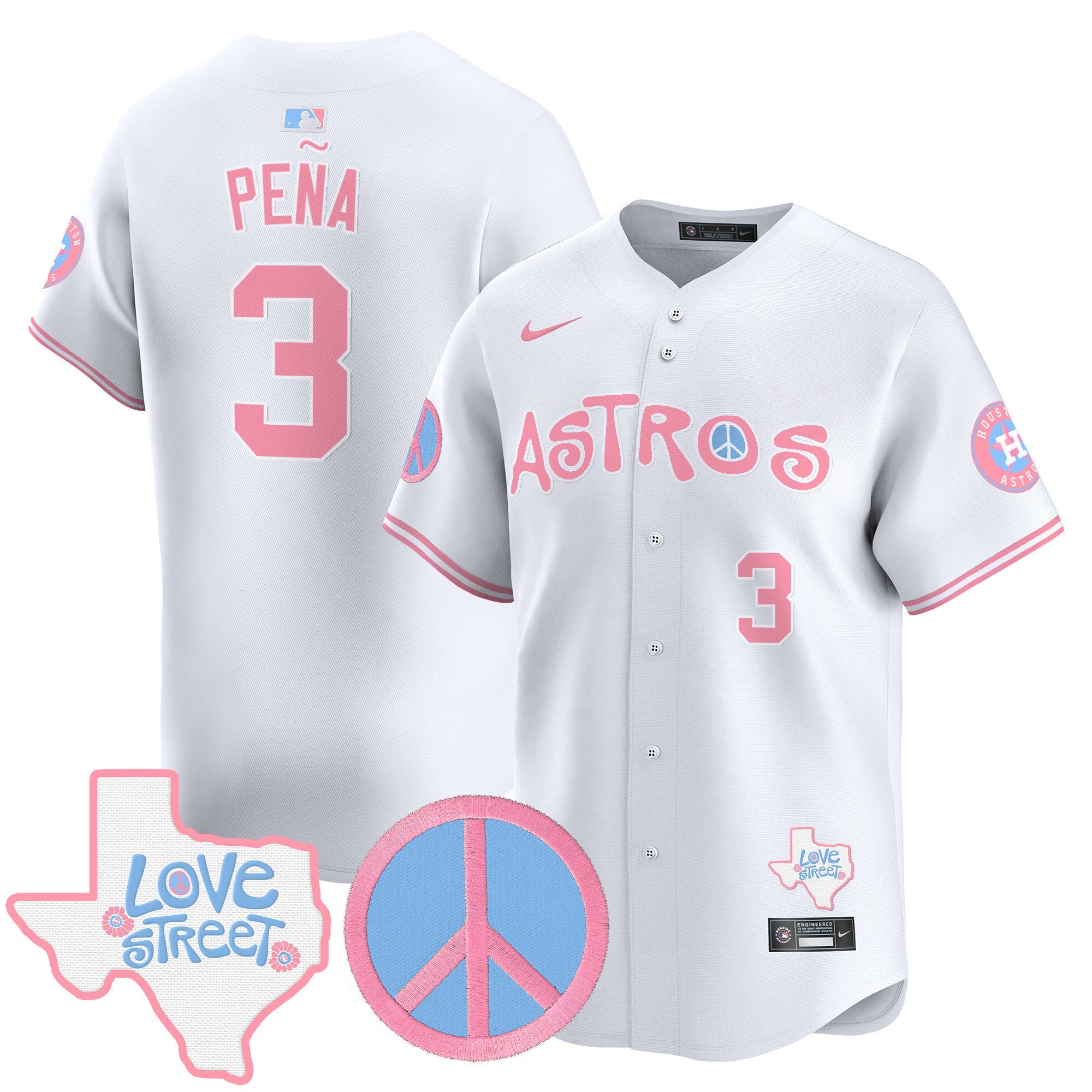 Unisex Love Street & Peace Sign Patch Bubblegum Pink Vapor Premier Limited Jersey