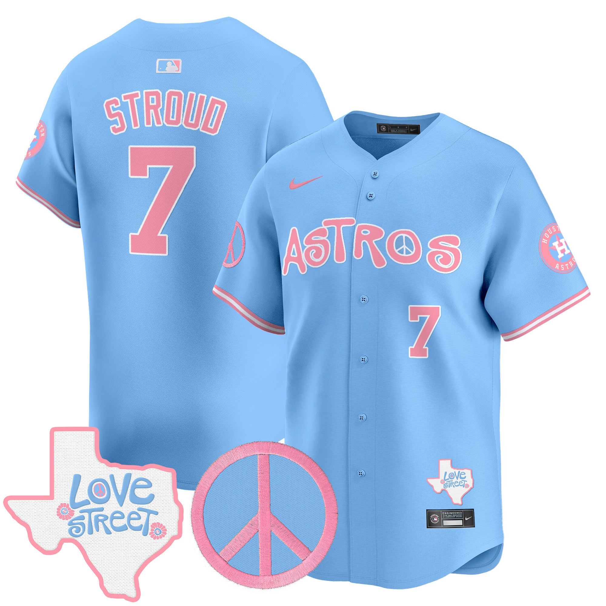 Unisex Love Street & Peace Sign Patch Bubblegum Pink Vapor Premier Limited Jersey