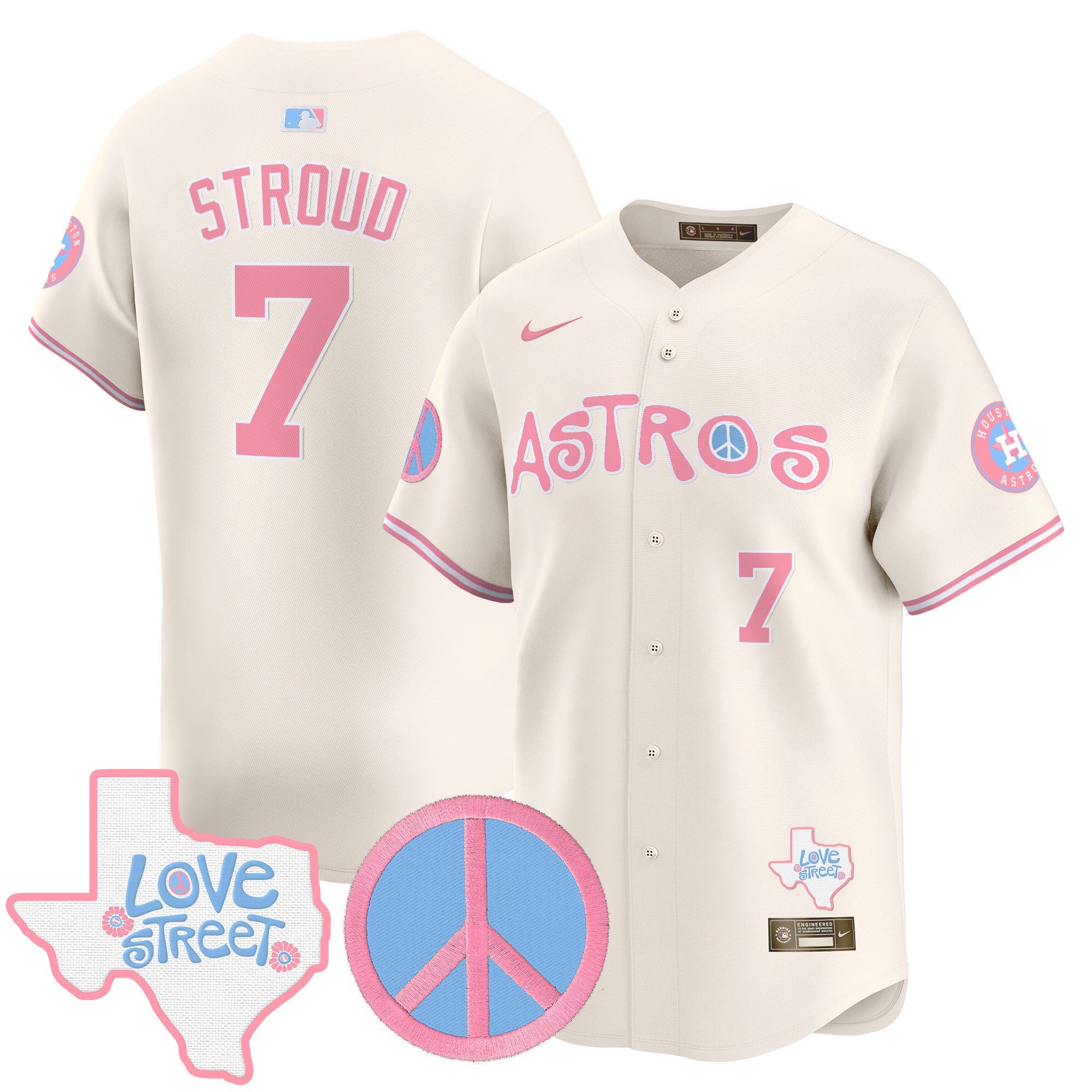 Unisex Love Street & Peace Sign Patch Bubblegum Pink Vapor Premier Limited Jersey