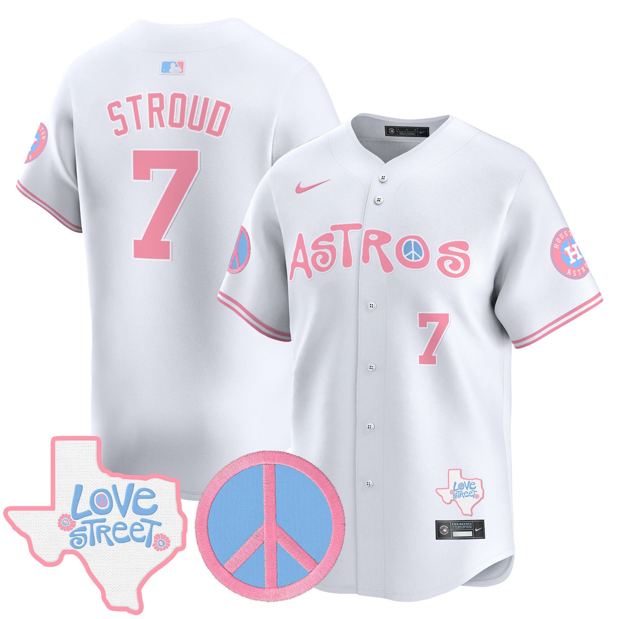 Unisex Love Street & Peace Sign Patch Bubblegum Pink Vapor Premier Limited Jersey
