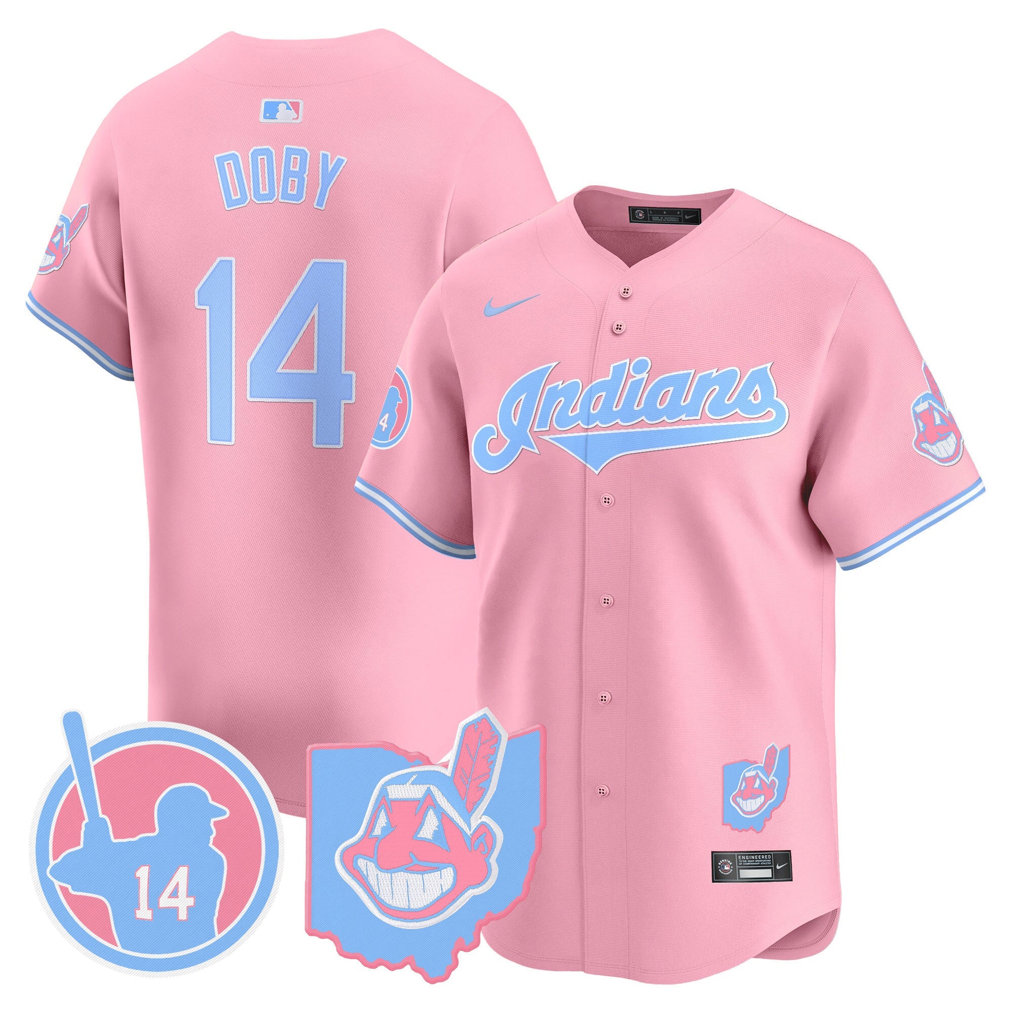 Unisex Cleveland Indians Larry Doby Bubblegum Pink Vapor Premier Limited Jersey
