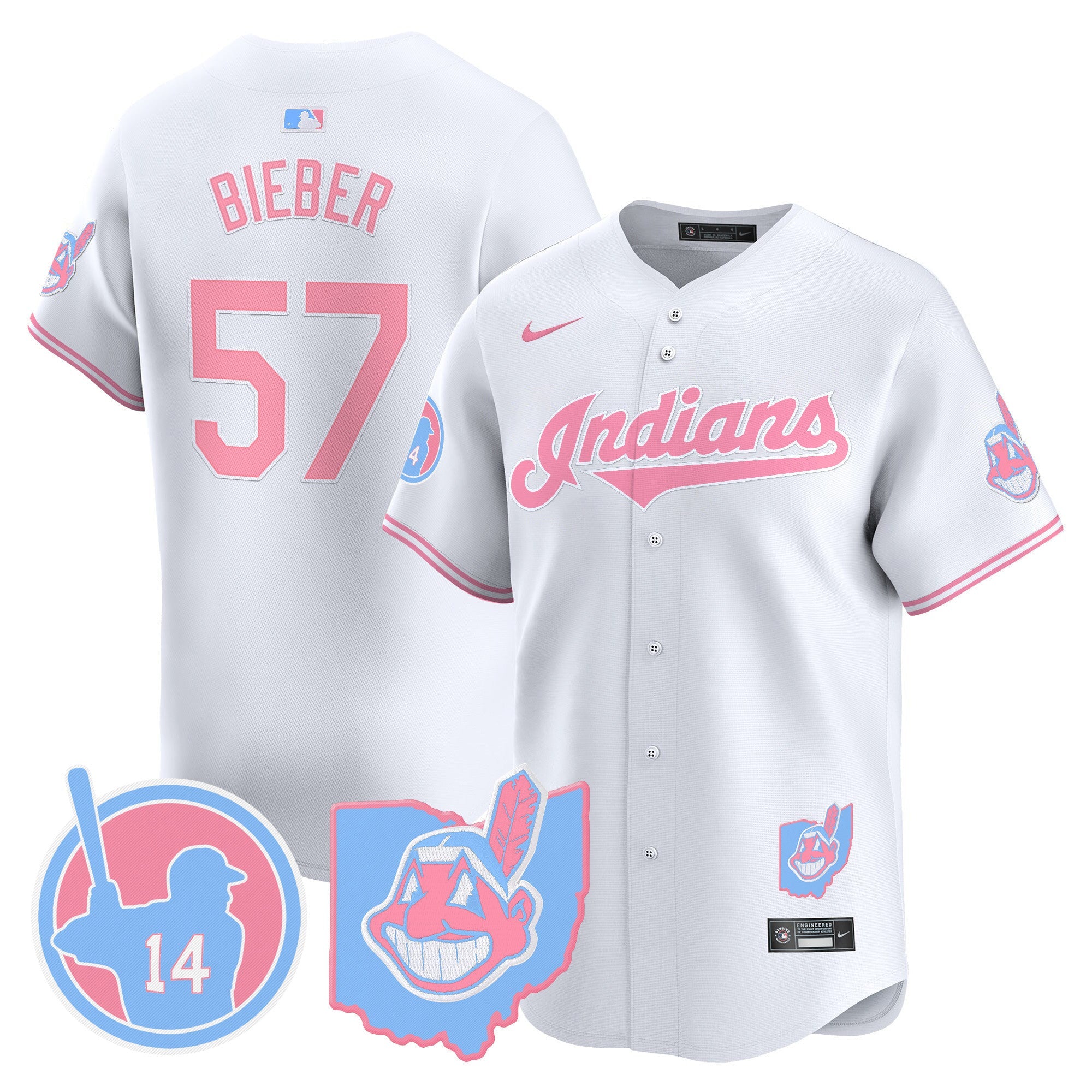 Unisex Cleveland Indians Larry Doby Bubblegum Pink Vapor Premier Limited Jersey