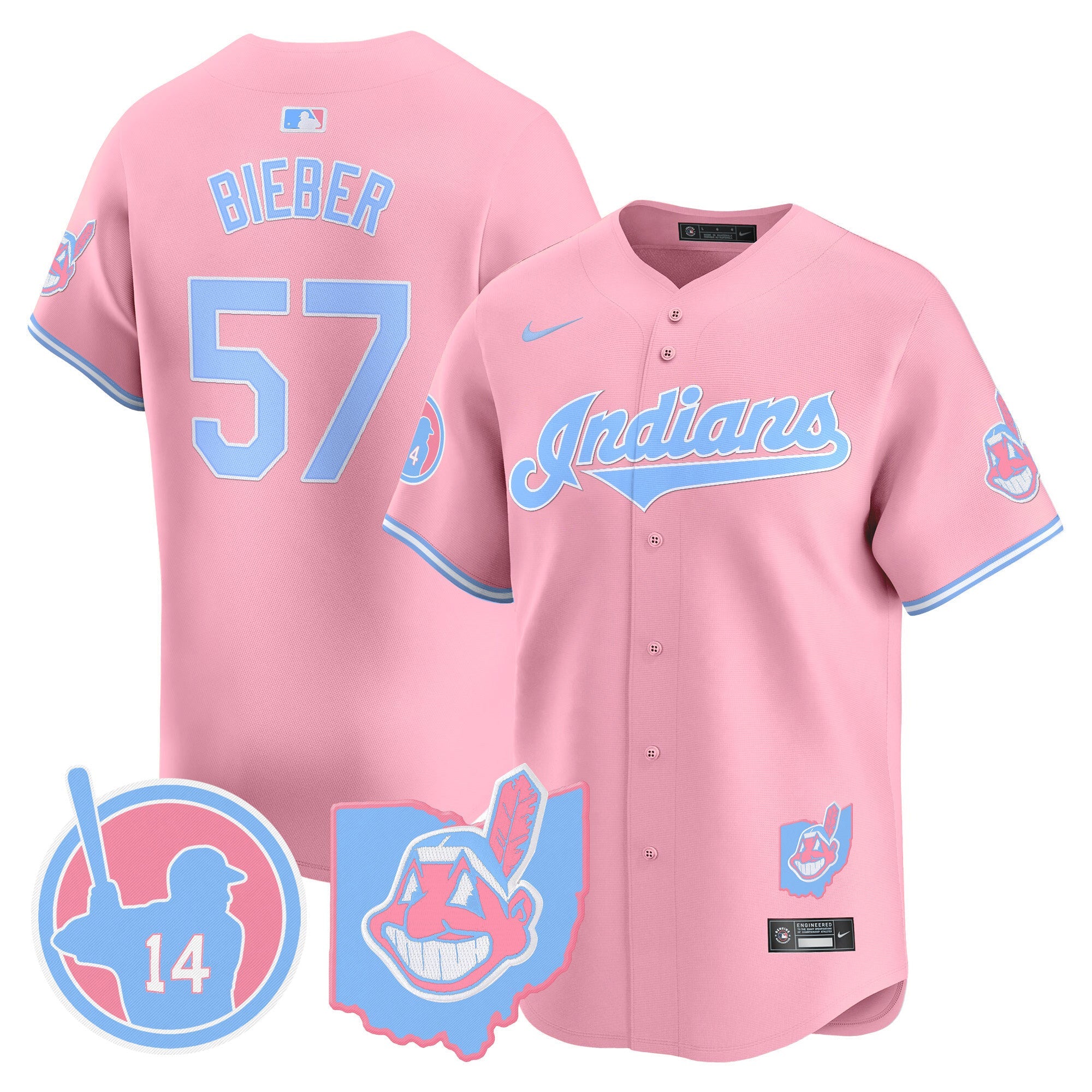 Unisex Cleveland Indians Larry Doby Bubblegum Pink Vapor Premier Limited Jersey