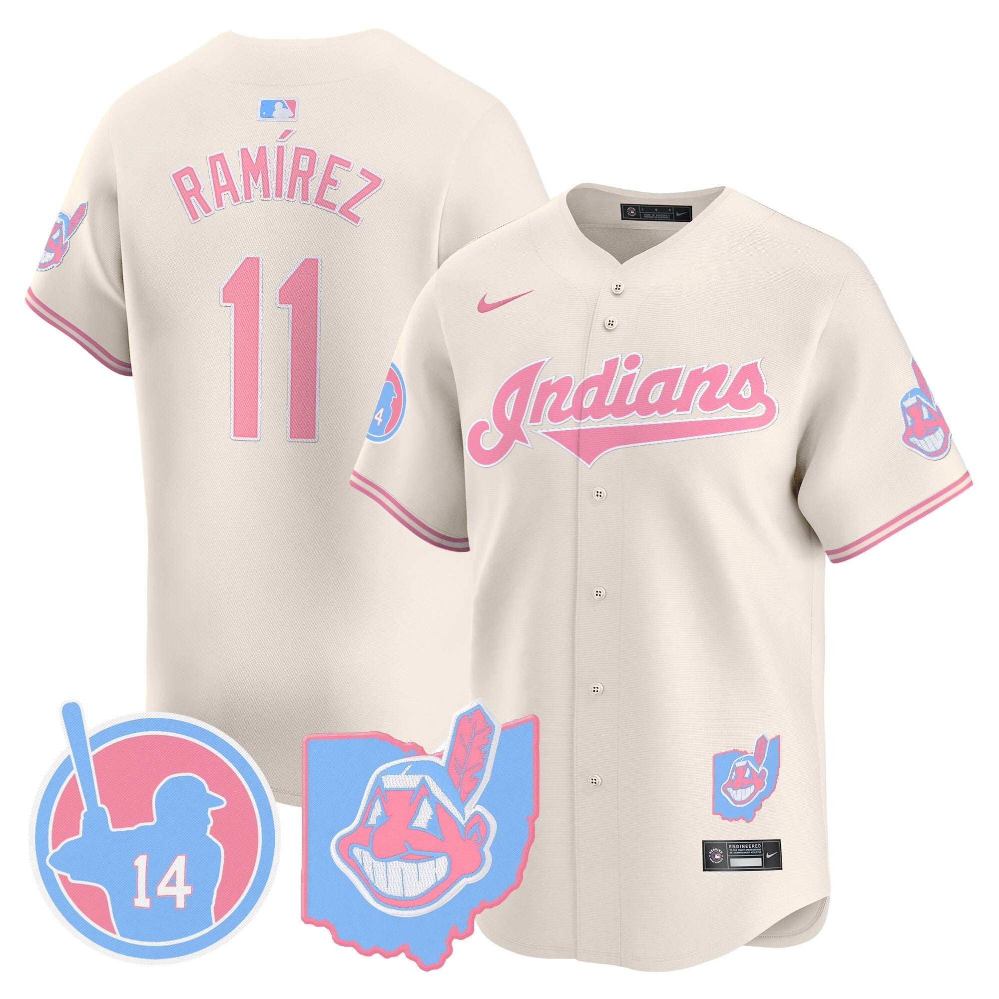 Unisex Cleveland Indians Larry Doby Bubblegum Pink Vapor Premier Limited Jersey
