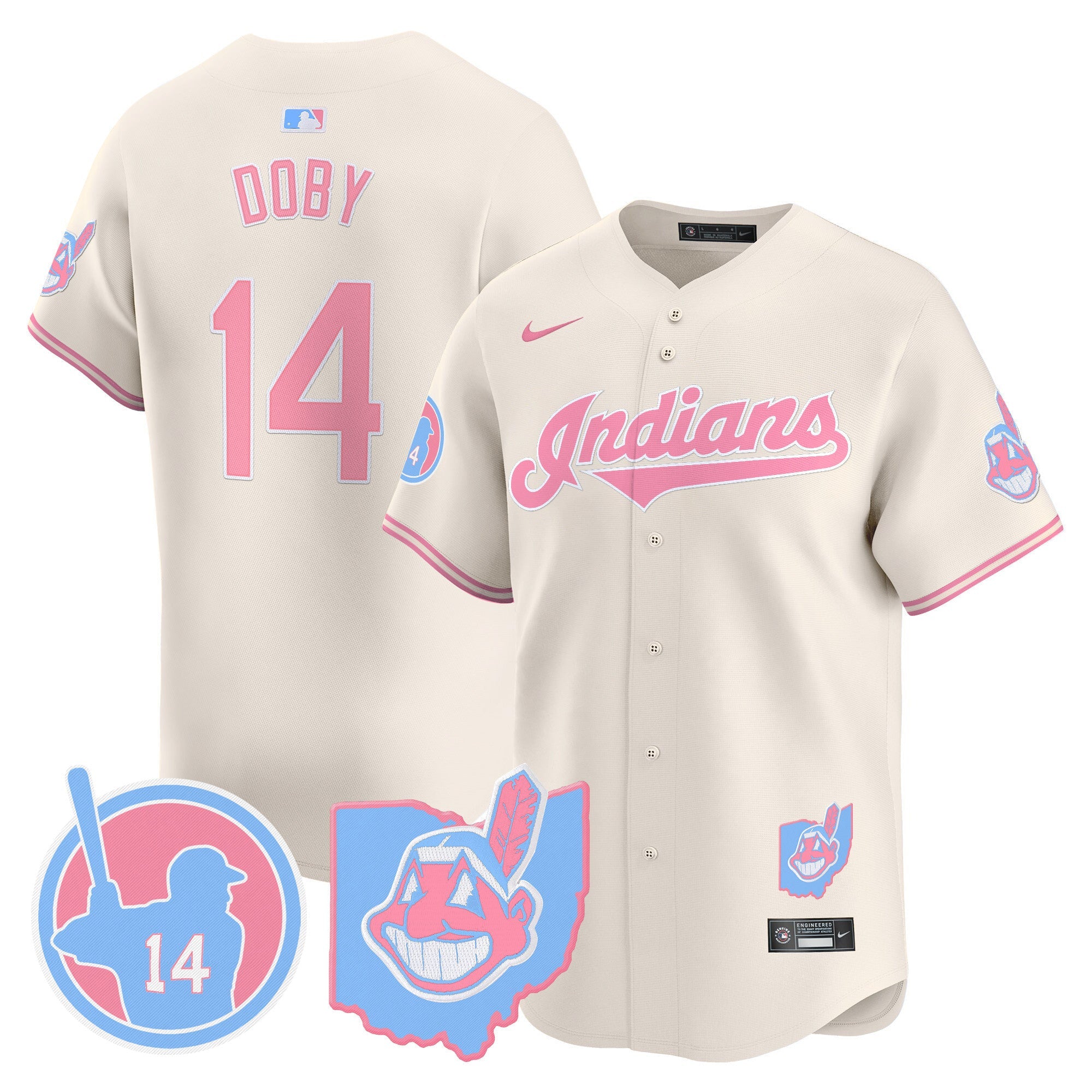 Unisex Cleveland Indians Larry Doby Bubblegum Pink Vapor Premier Limited Jersey
