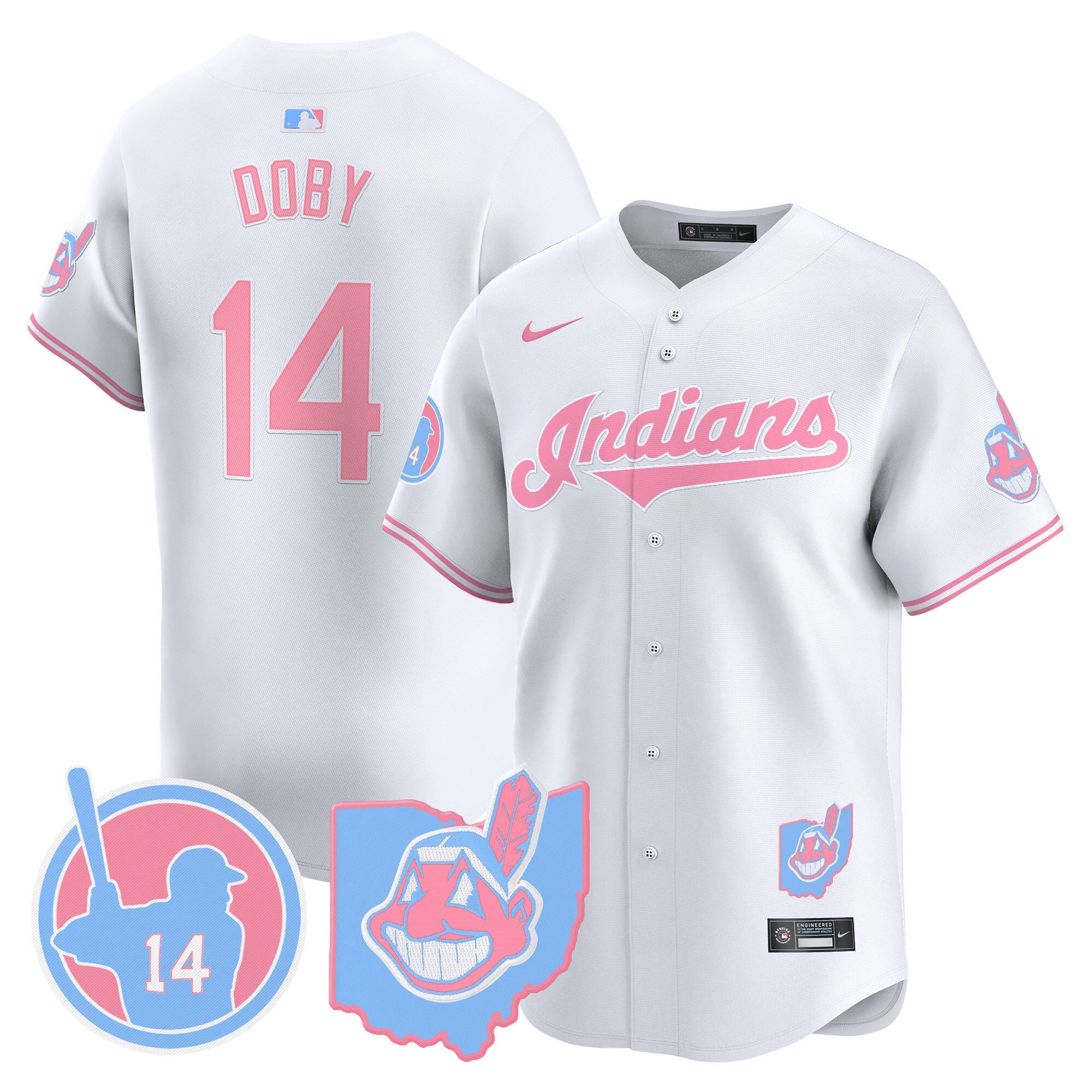 Unisex Cleveland Indians Larry Doby Bubblegum Pink Vapor Premier Limited Jersey