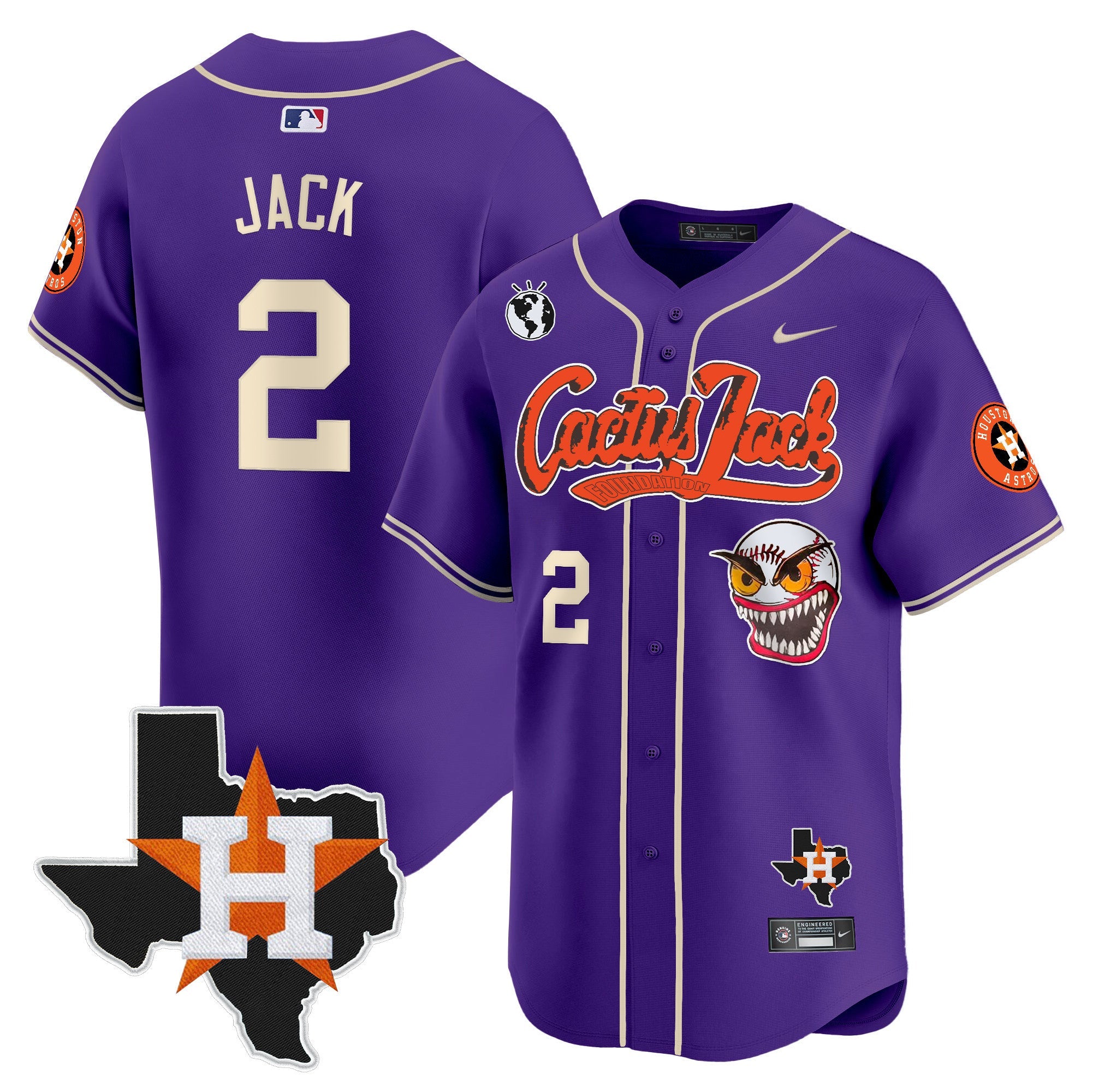 Men’s Houston Cactus Jack Patch Vapor Premier Limited Jersey V12