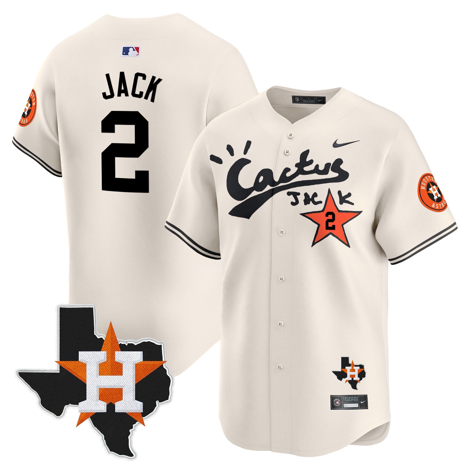 Men’s Houston Cactus Jack Patch Vapor Premier Limited Jersey V11 – Stitched