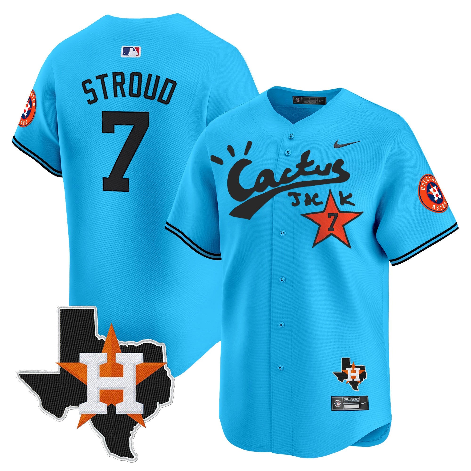Men’s Houston Cactus Jack Patch Vapor Premier Limited Jersey V11 – Stitched