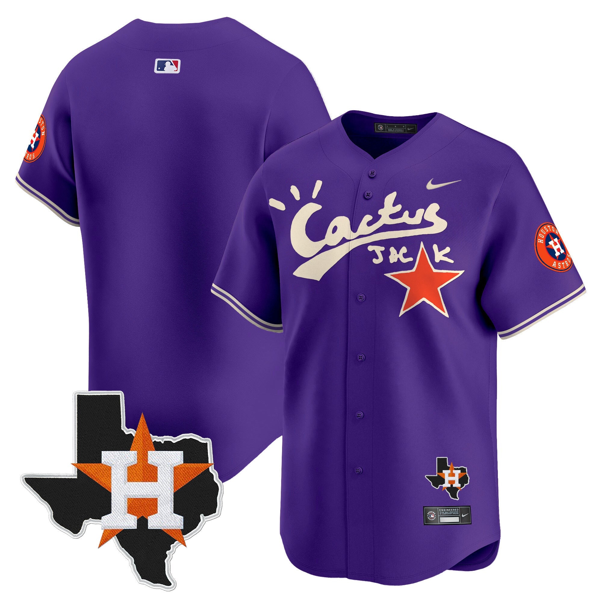 Men’s Houston Cactus Jack Patch Vapor Premier Limited Jersey V11 – Stitched