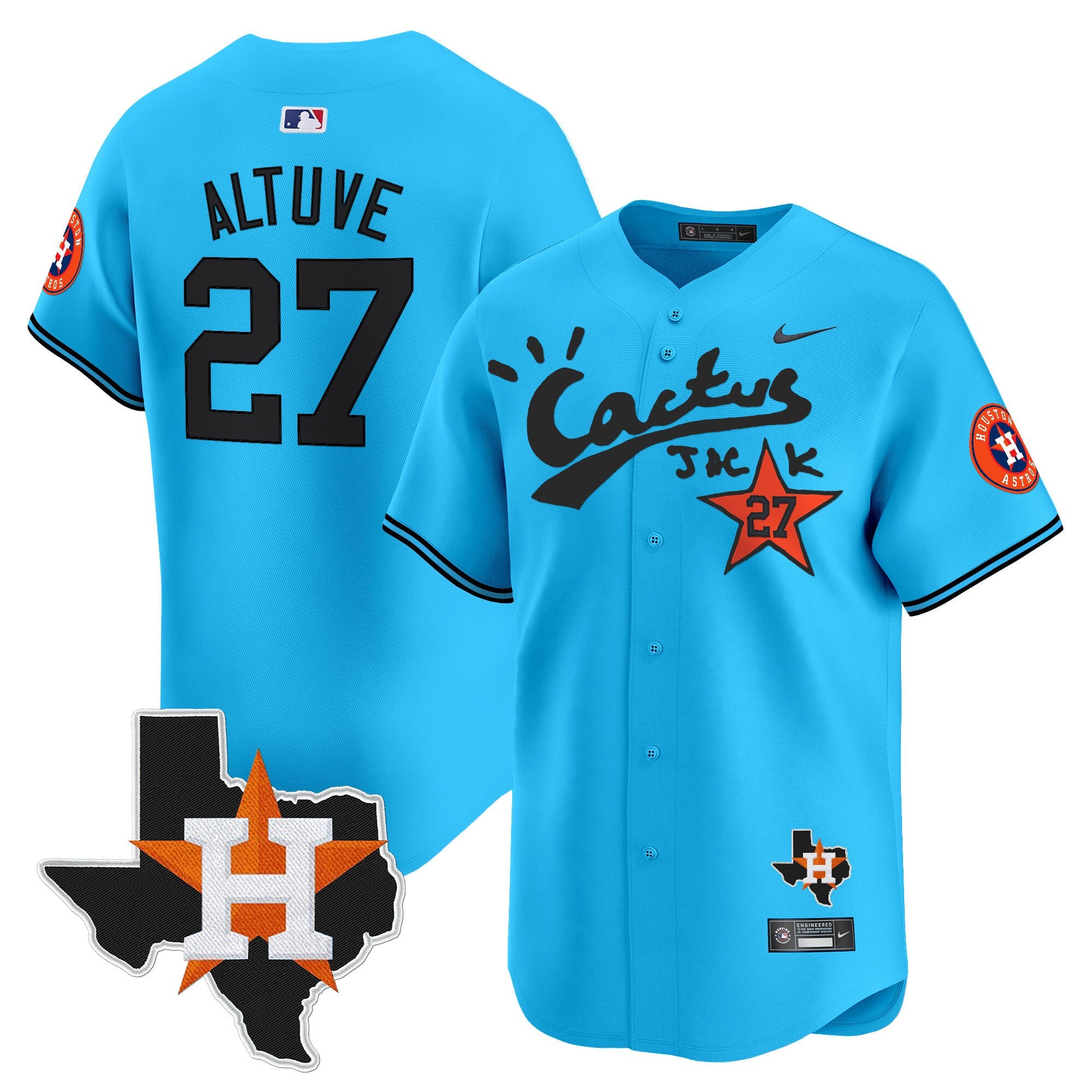 Men’s Houston Cactus Jack Patch Vapor Premier Limited Jersey V11 – Stitched