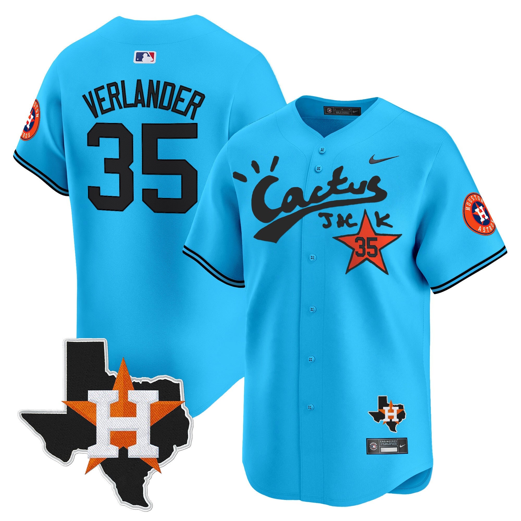 Men’s Houston Cactus Jack Patch Vapor Premier Limited Jersey V11 – Stitched