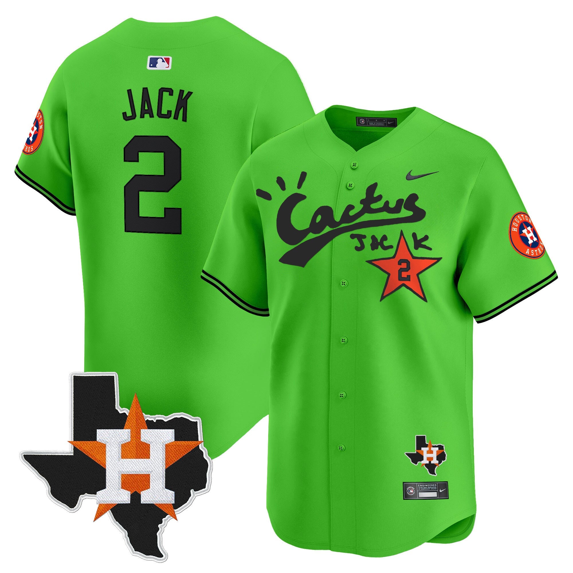 Men’s Houston Cactus Jack Patch Vapor Premier Limited Jersey V11 – Stitched