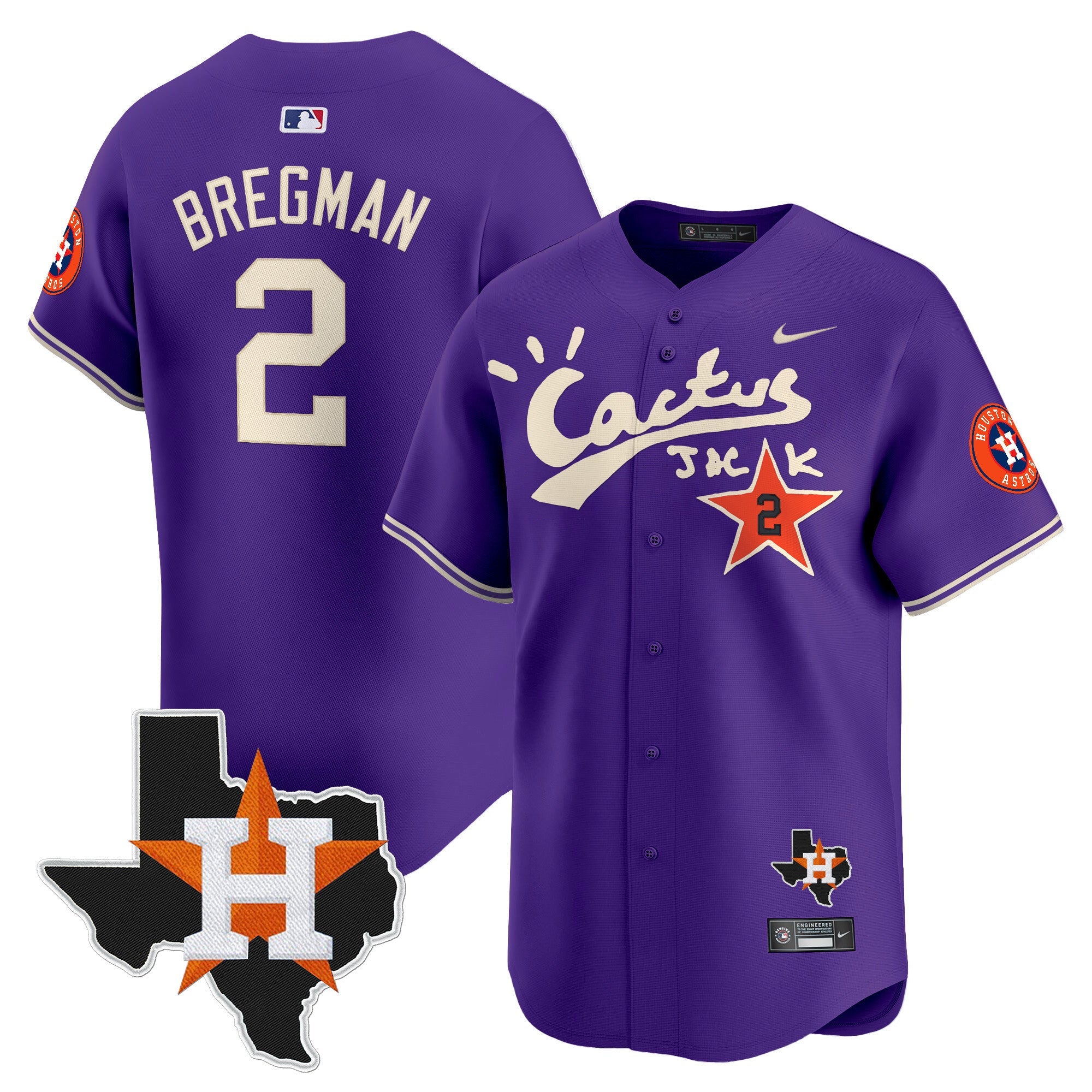 Men’s Houston Cactus Jack Patch Vapor Premier Limited Jersey V11 – Stitched
