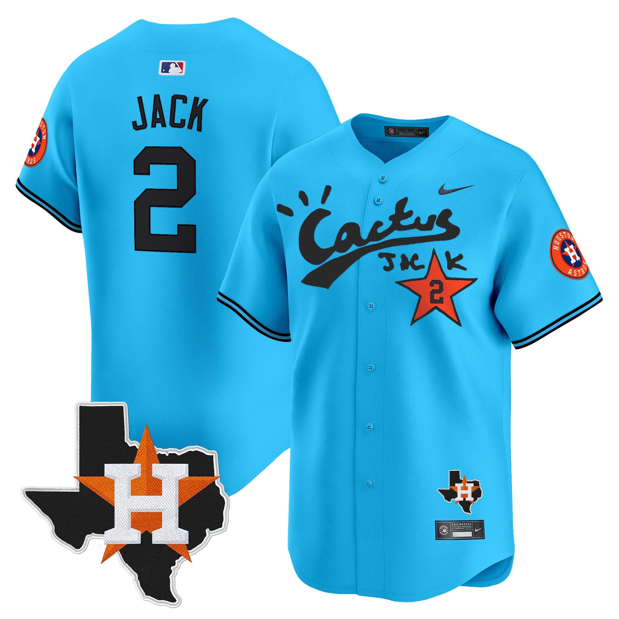 Men’s Houston Cactus Jack Patch Vapor Premier Limited Jersey V11 – Stitched